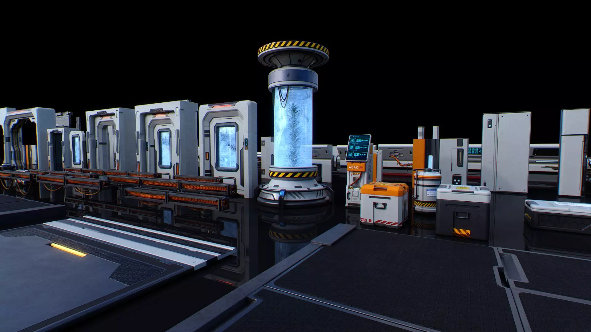 Scifi Modular Room Corridor Laboratory Kit Low-poly 3D model_17