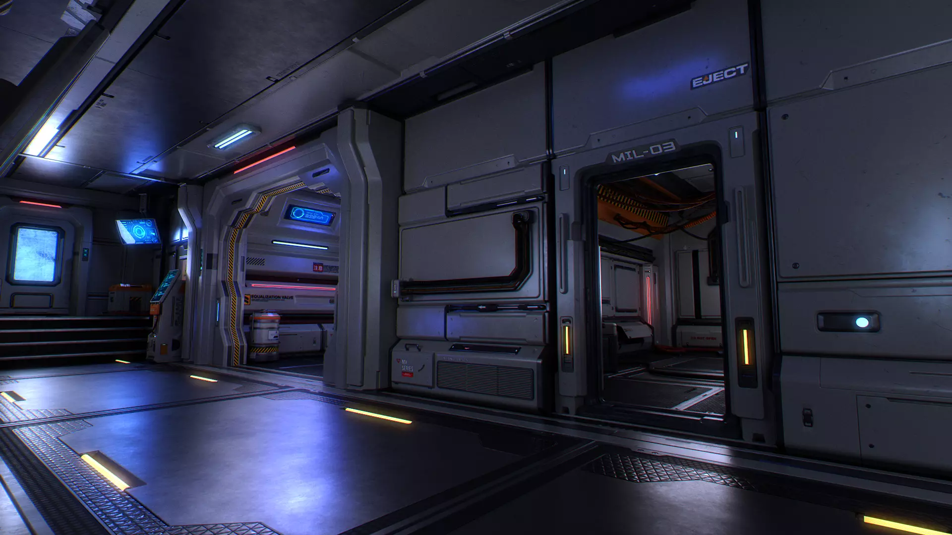 Scifi Modular Room Corridor Laboratory Kit Low-poly 3D model_14
