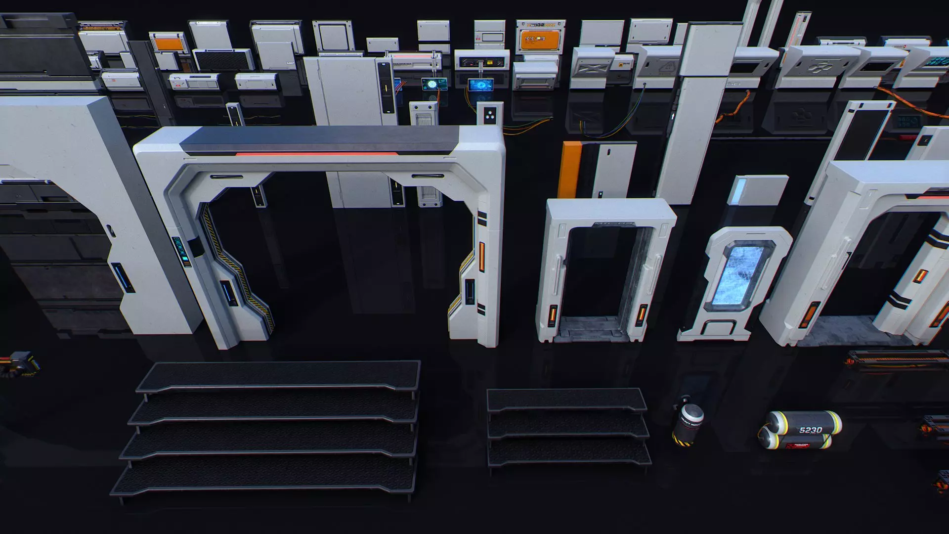 Scifi Modular Room Corridor Laboratory Kit Low-poly 3D model_19
