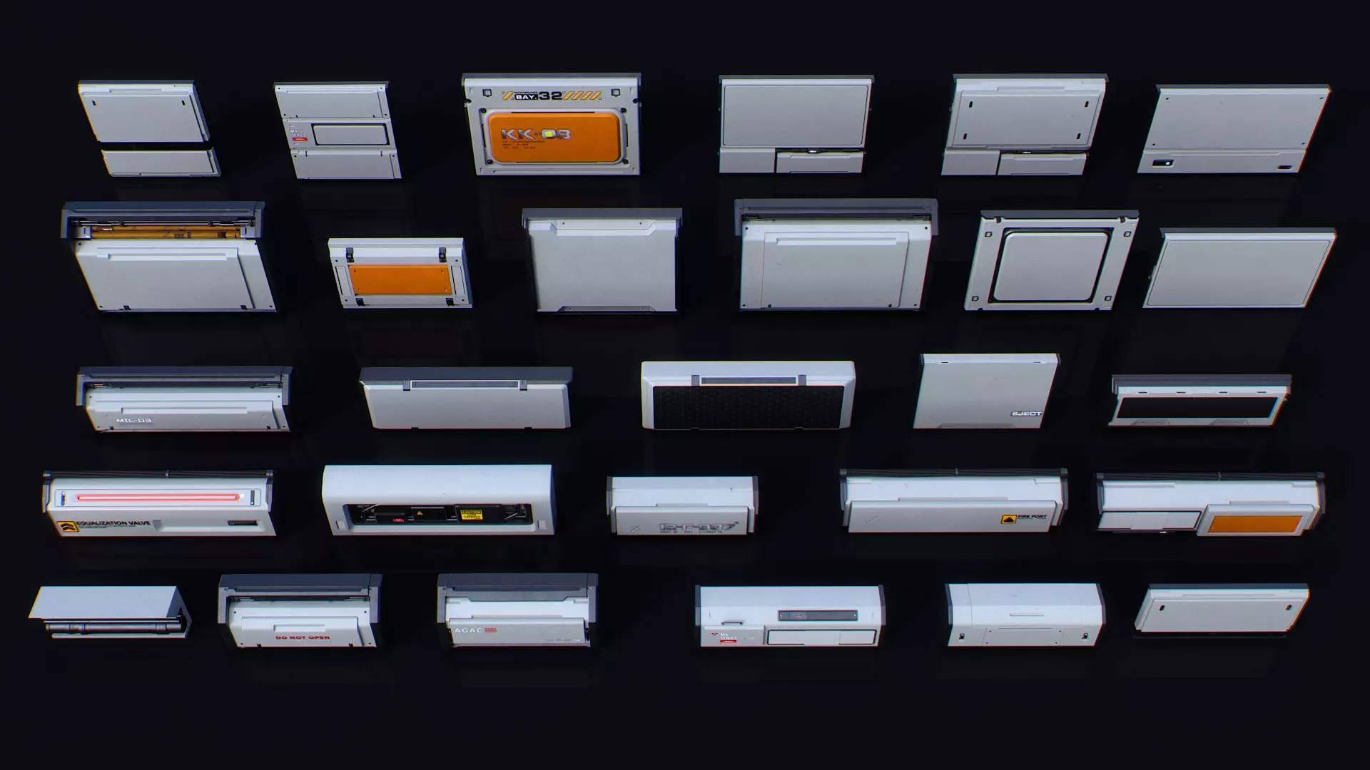 Scifi Modular Room Corridor Laboratory Kit Low-poly 3D model_21