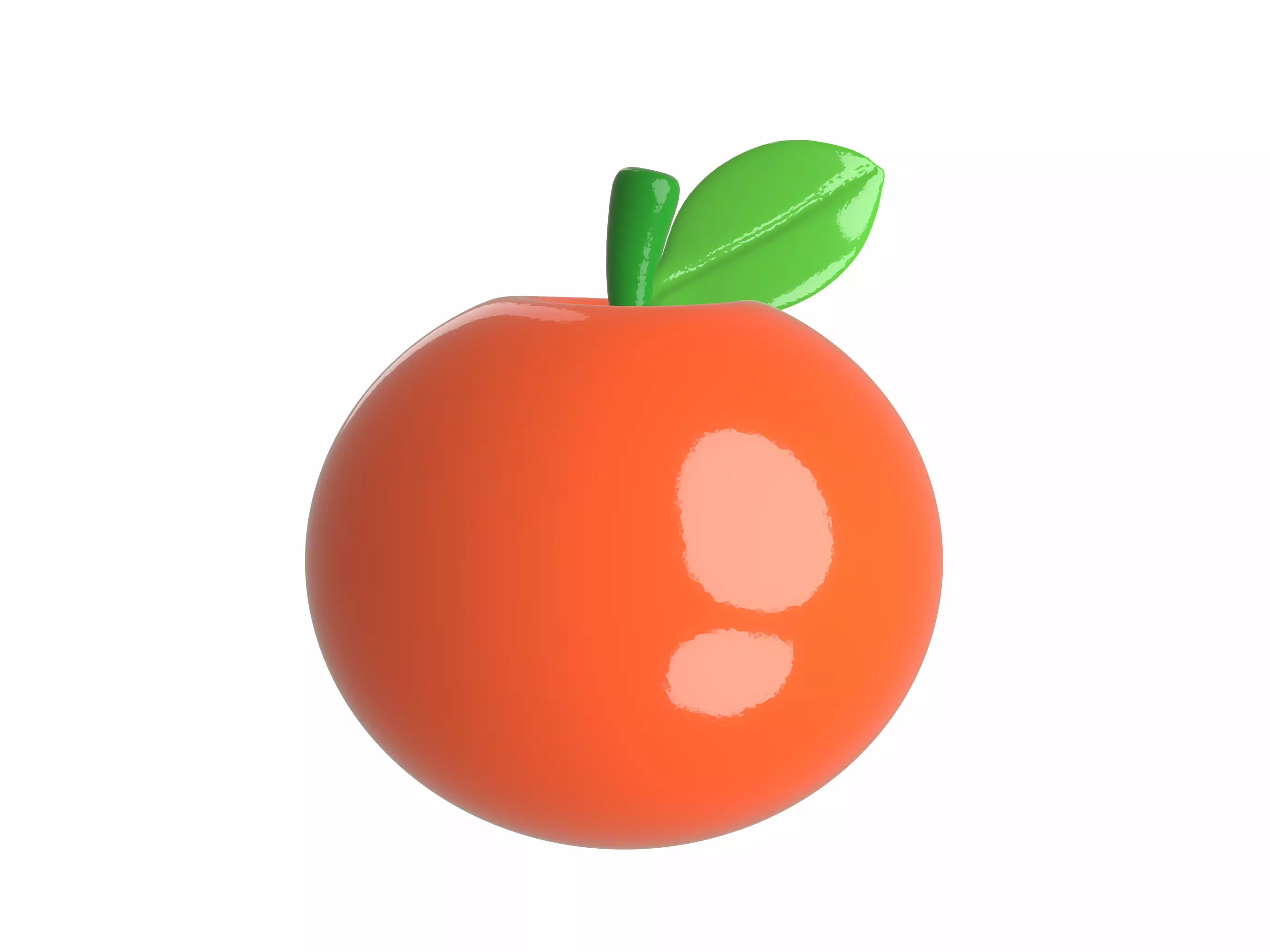 Adorable 3D Orange with Leaf Cartoon Style Fruit Model 3D model_1