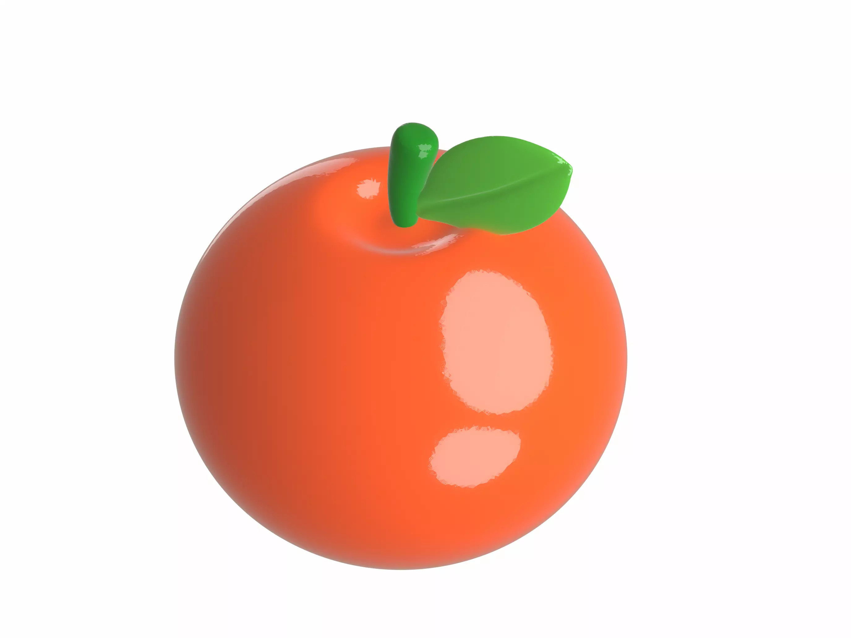 Adorable 3D Orange with Leaf Cartoon Style Fruit Model 3D model_0