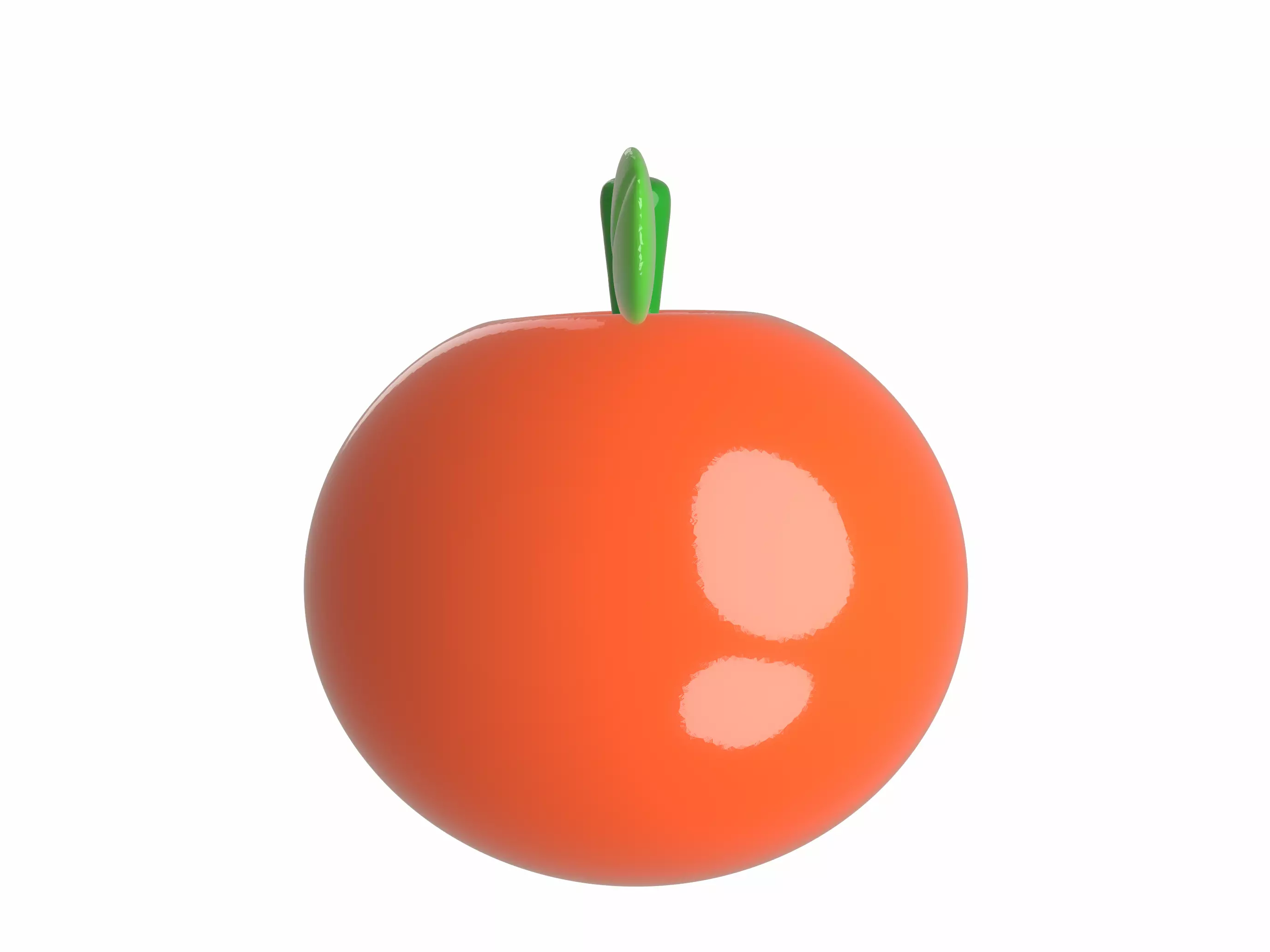 Adorable 3D Orange with Leaf Cartoon Style Fruit Model 3D model_3
