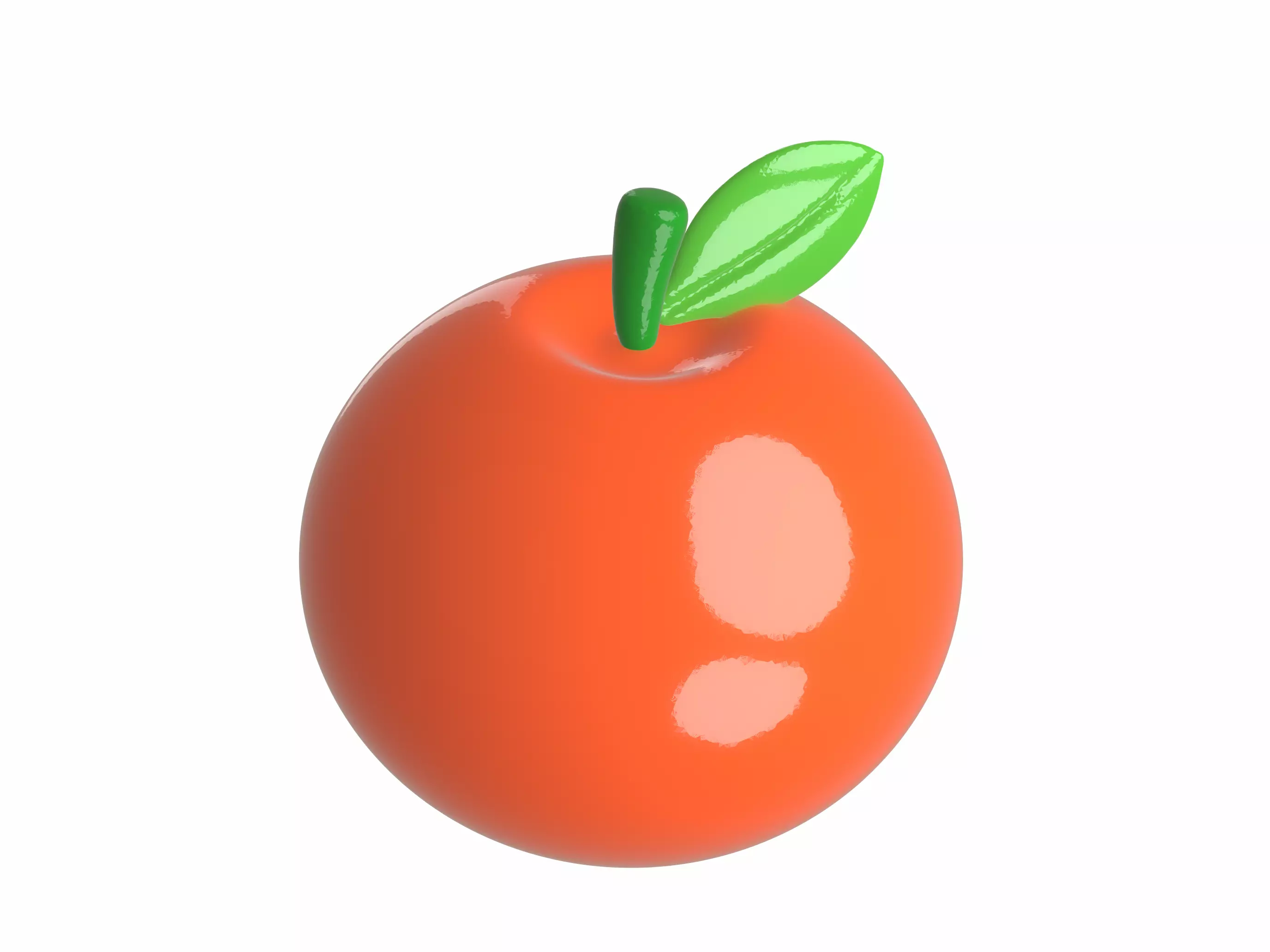 Adorable 3D Orange with Leaf Cartoon Style Fruit Model 3D model_4
