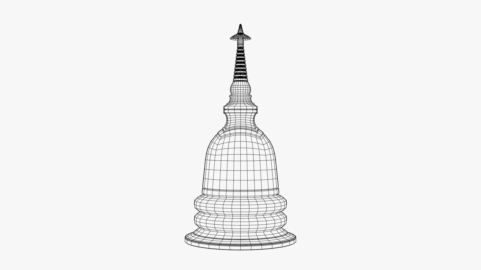 Tibetan Buddhist Stupa - Chorten Ritual Monument Low-poly 3D model_2