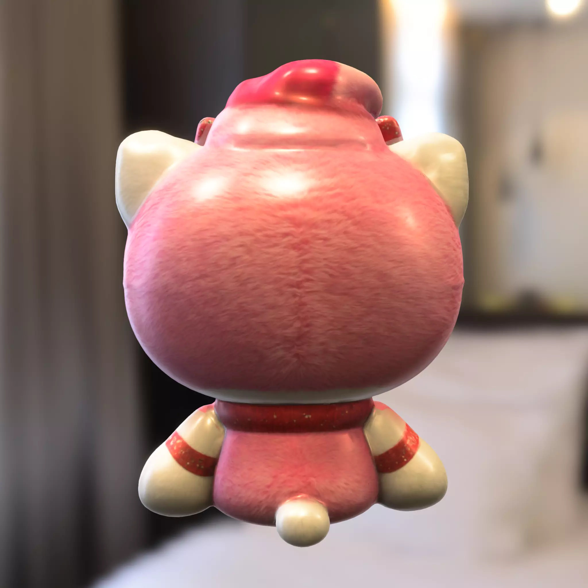 Cute Kitty Plush Low-poly 3D model_4