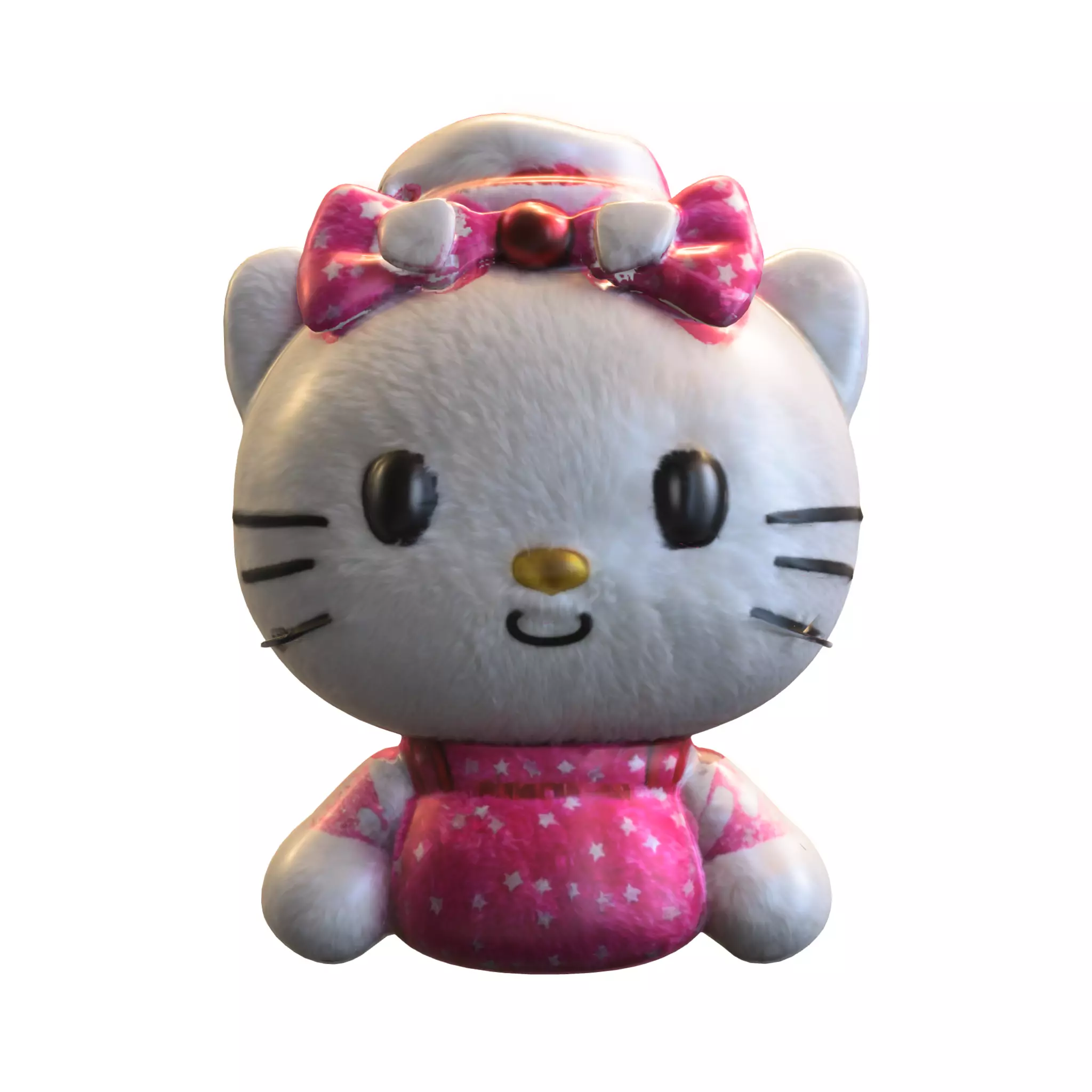 Cute Kitty Plush Low-poly 3D model_2