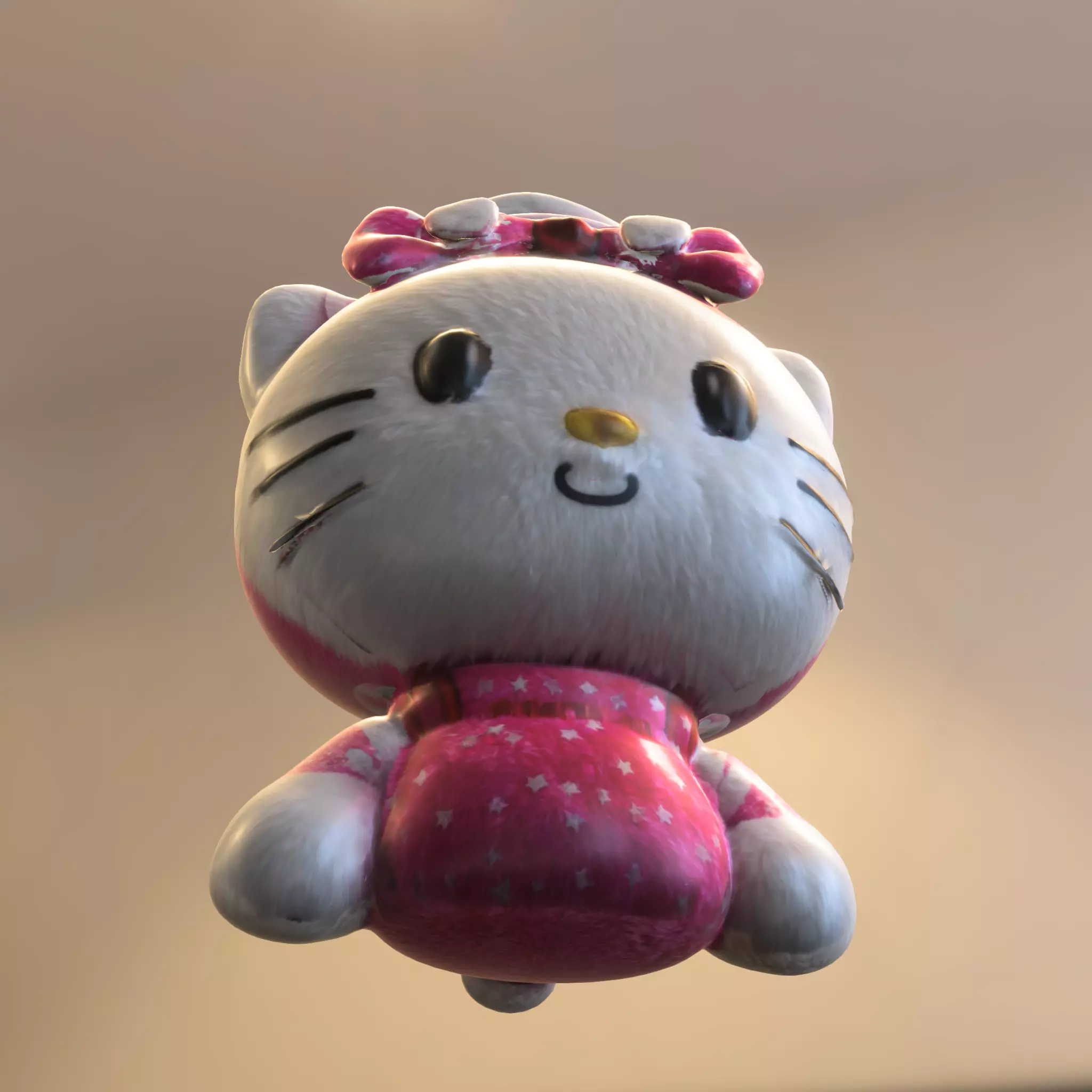 Cute Kitty Plush Low-poly 3D model_0