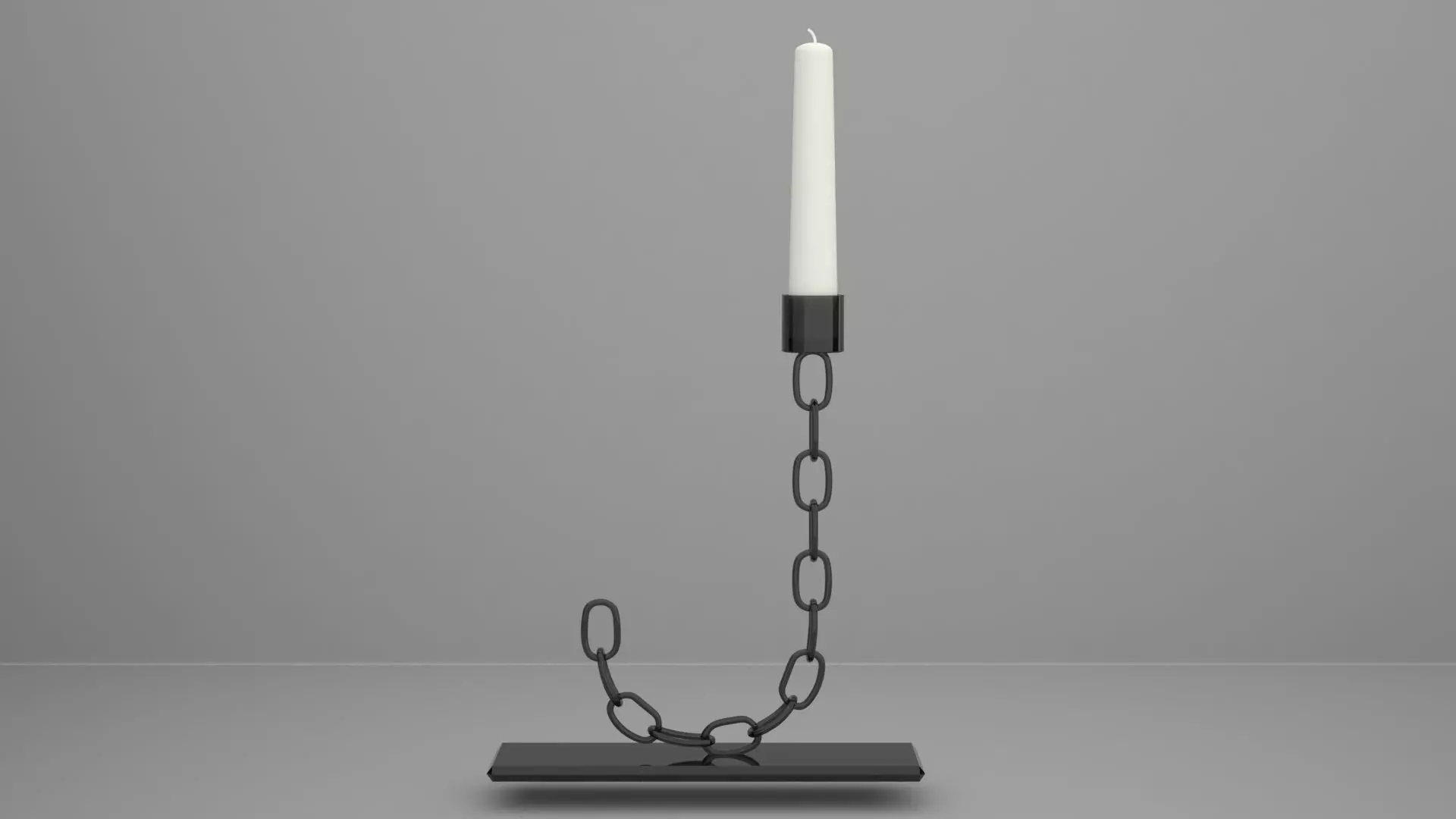 Chain J Candleholder Black Glass Color 3D model_0
