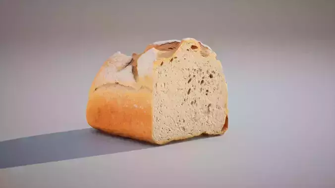 Low poly 3D model of half of bread Game ready PBR 4K textures