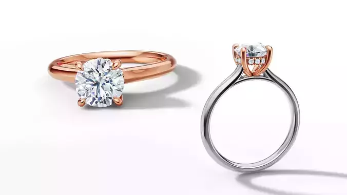 Engagement Ring Hidden Halo 1CT Diamond Stone 3dmodel