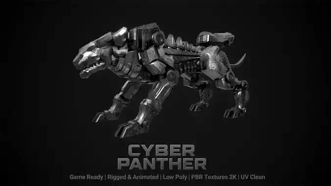 Cyber Panther Low-poly 3D model