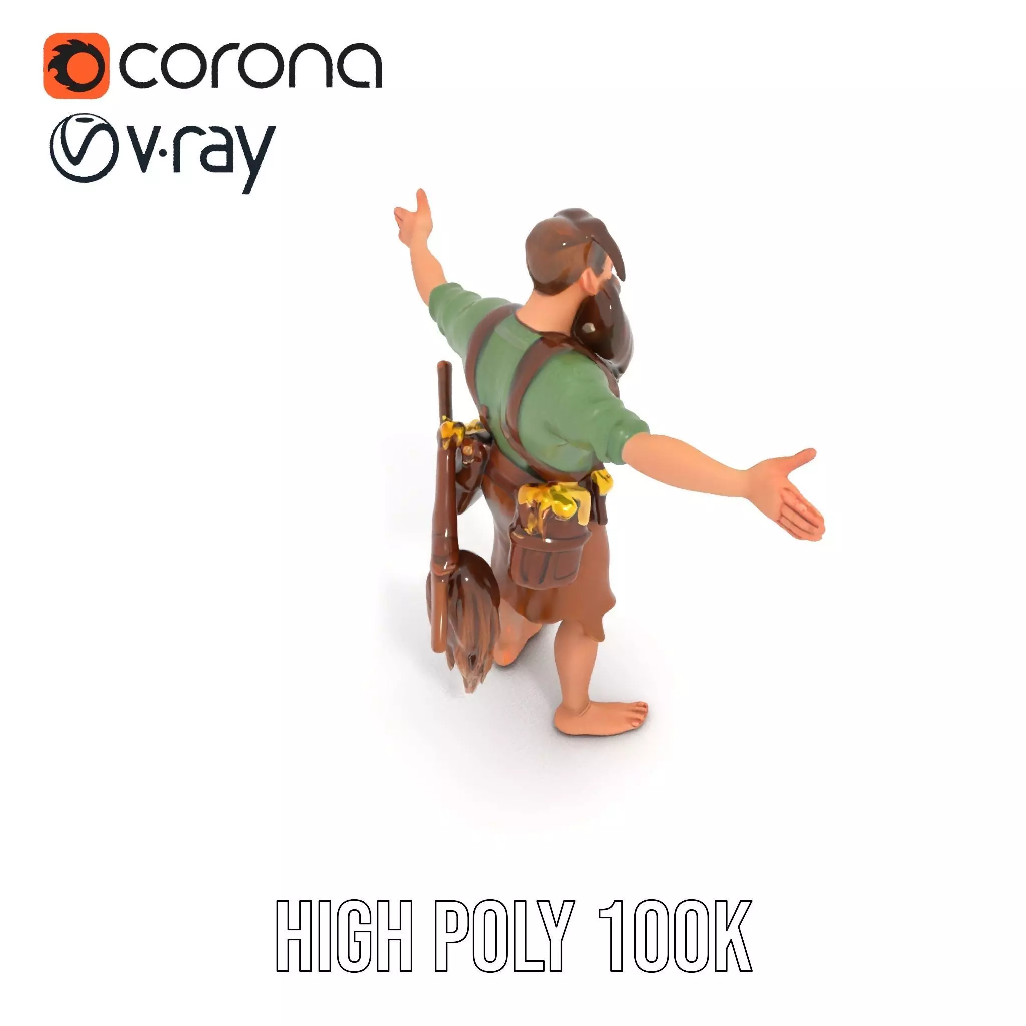 Fantasy Dwarf Character Model Pack with Detailed Accessories Low-poly 3D model_23