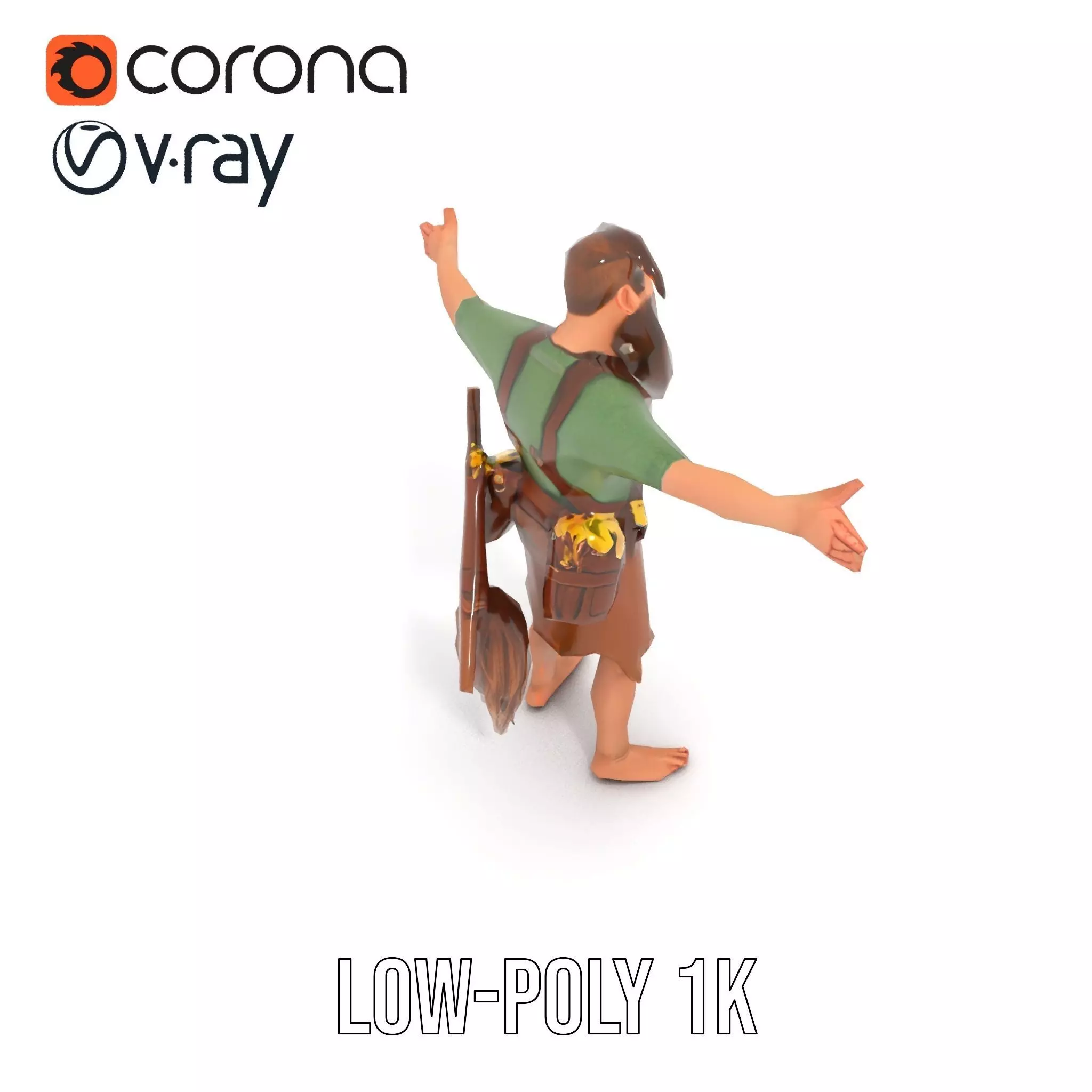 Fantasy Dwarf Character Model Pack with Detailed Accessories Low-poly 3D model_19