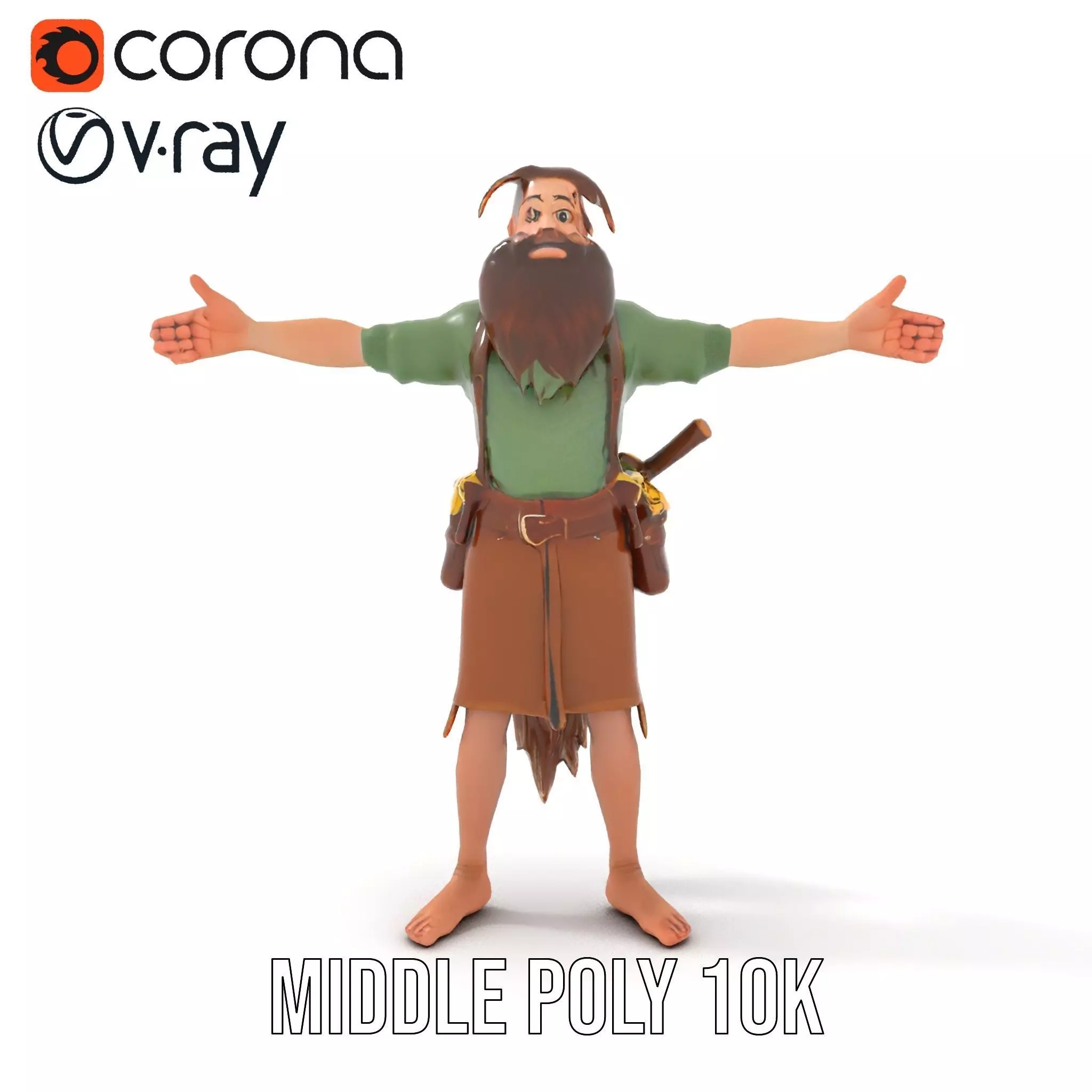 Fantasy Dwarf Character Model Pack with Detailed Accessories Low-poly 3D model_15