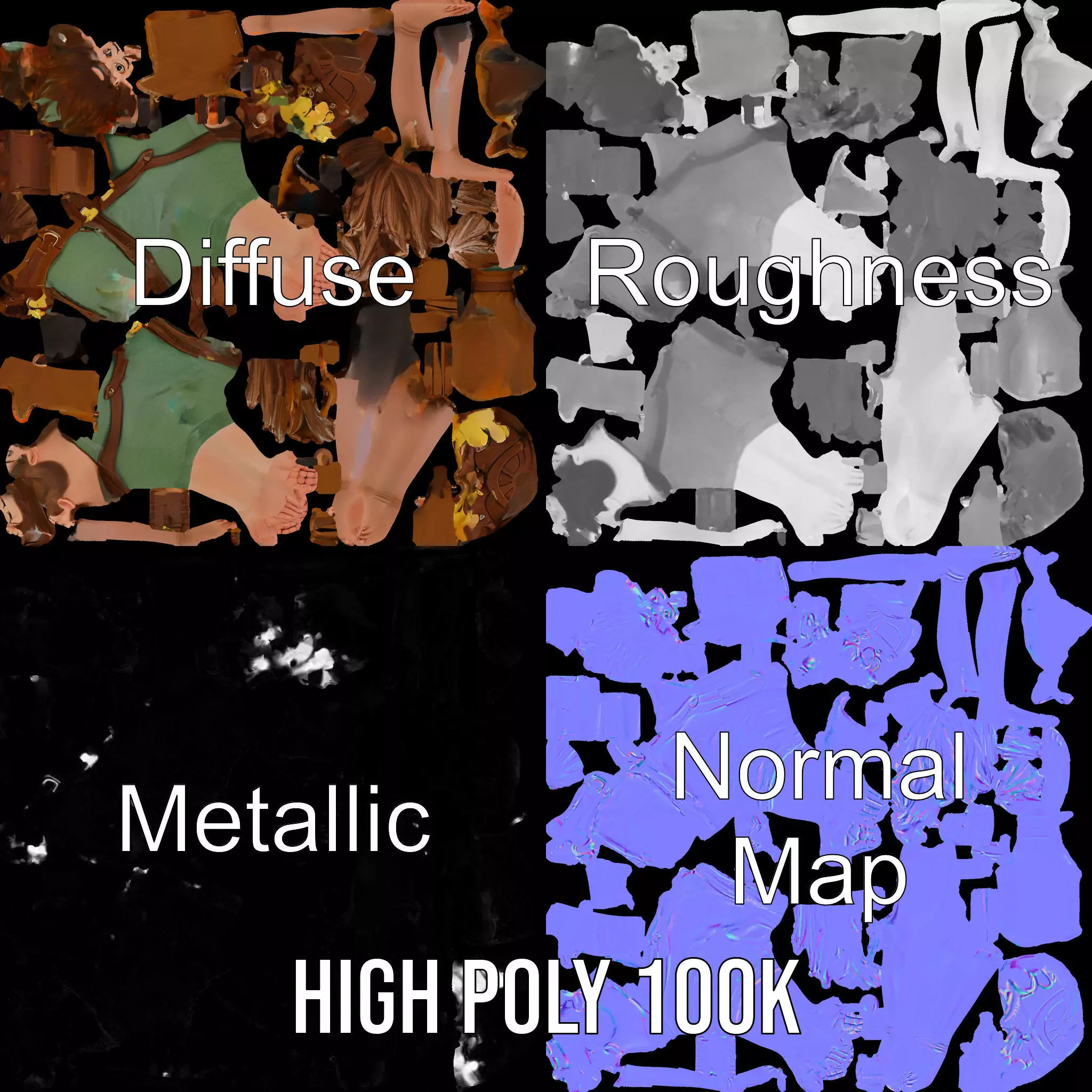 Fantasy Dwarf Character Model Pack with Detailed Accessories Low-poly 3D model_4