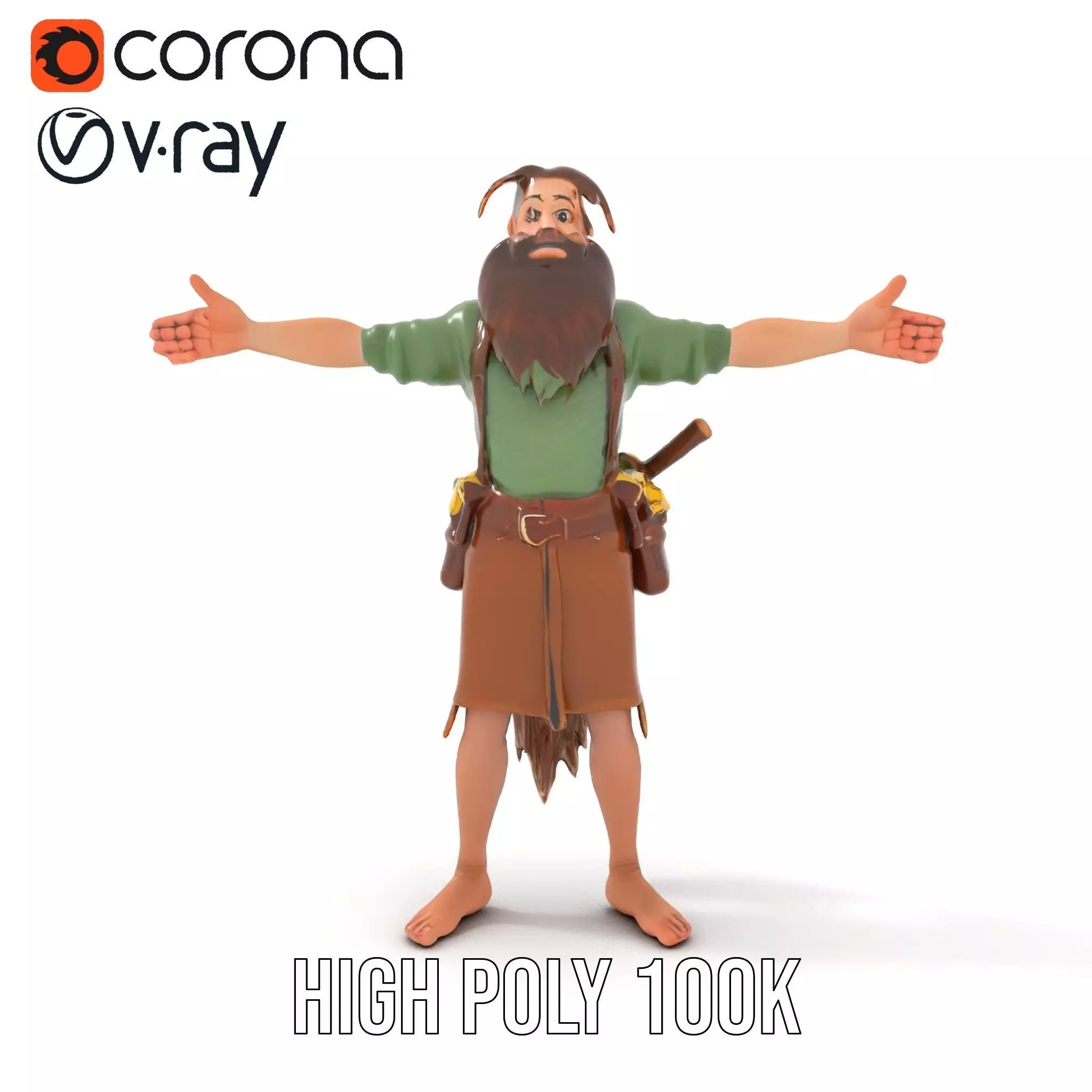 Fantasy Dwarf Character Model Pack with Detailed Accessories Low-poly 3D model_20