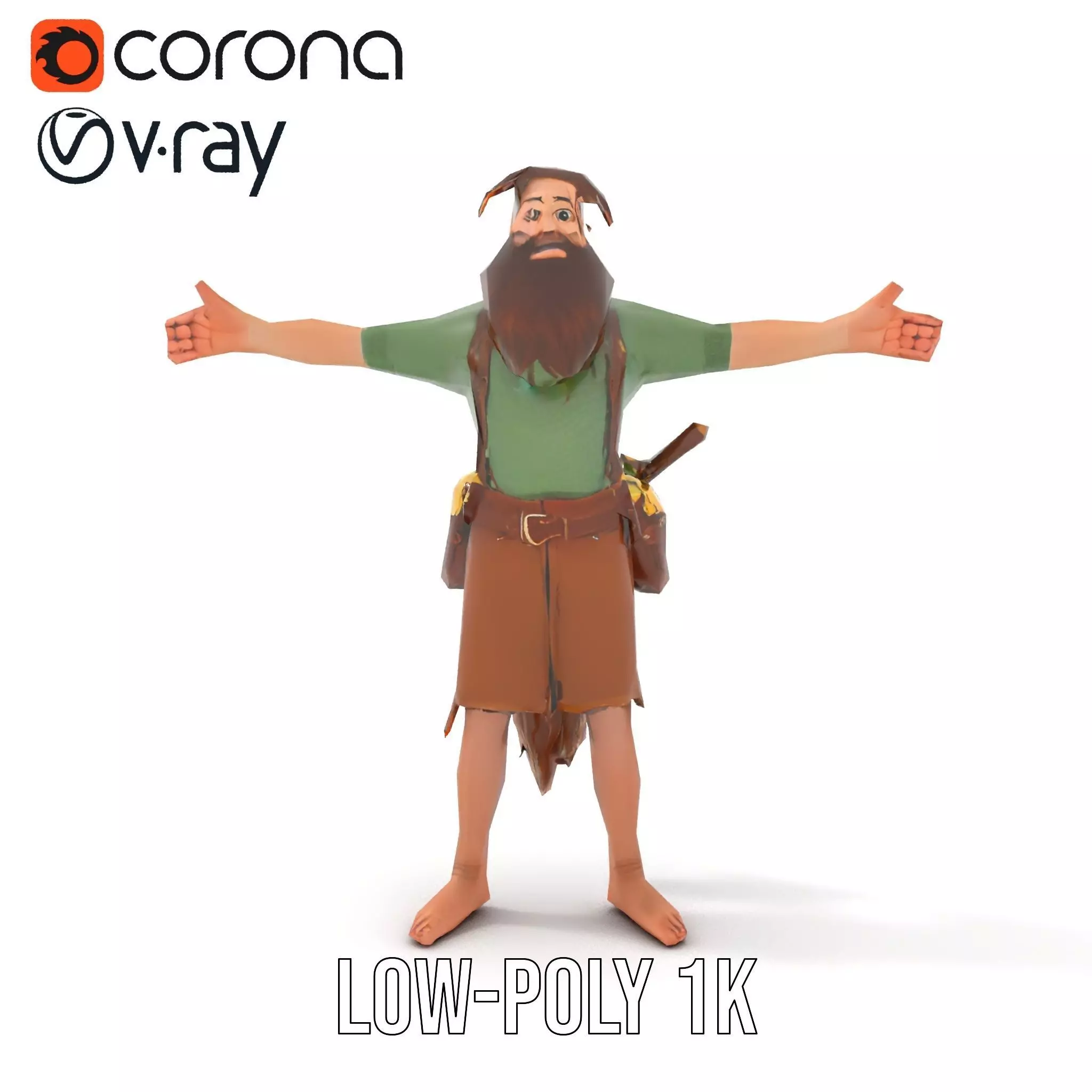 Fantasy Dwarf Character Model Pack with Detailed Accessories Low-poly 3D model_8