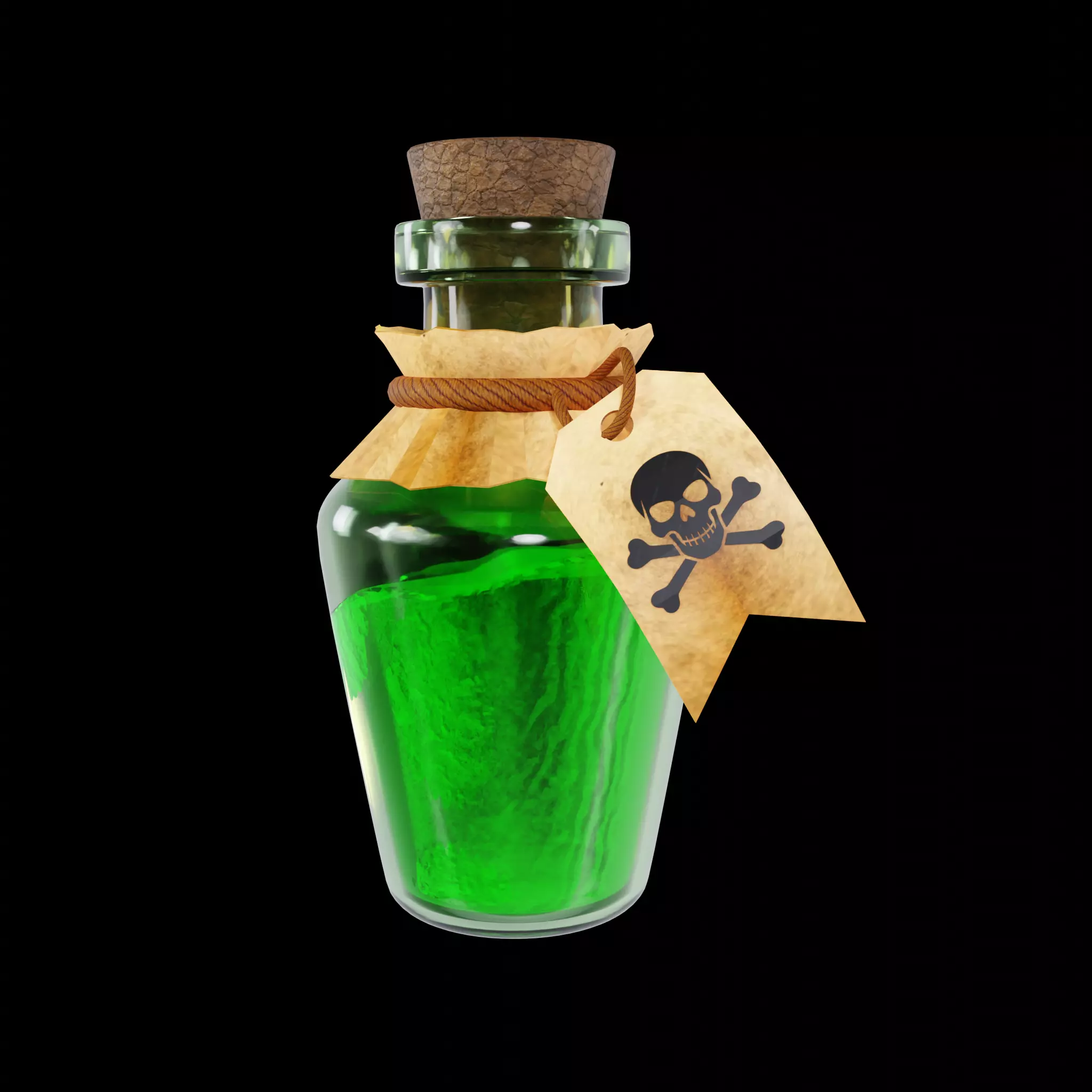 Danger Potion Bottle 3D Fantasy Game Asset Magic Alchemy Prop 3D model_1