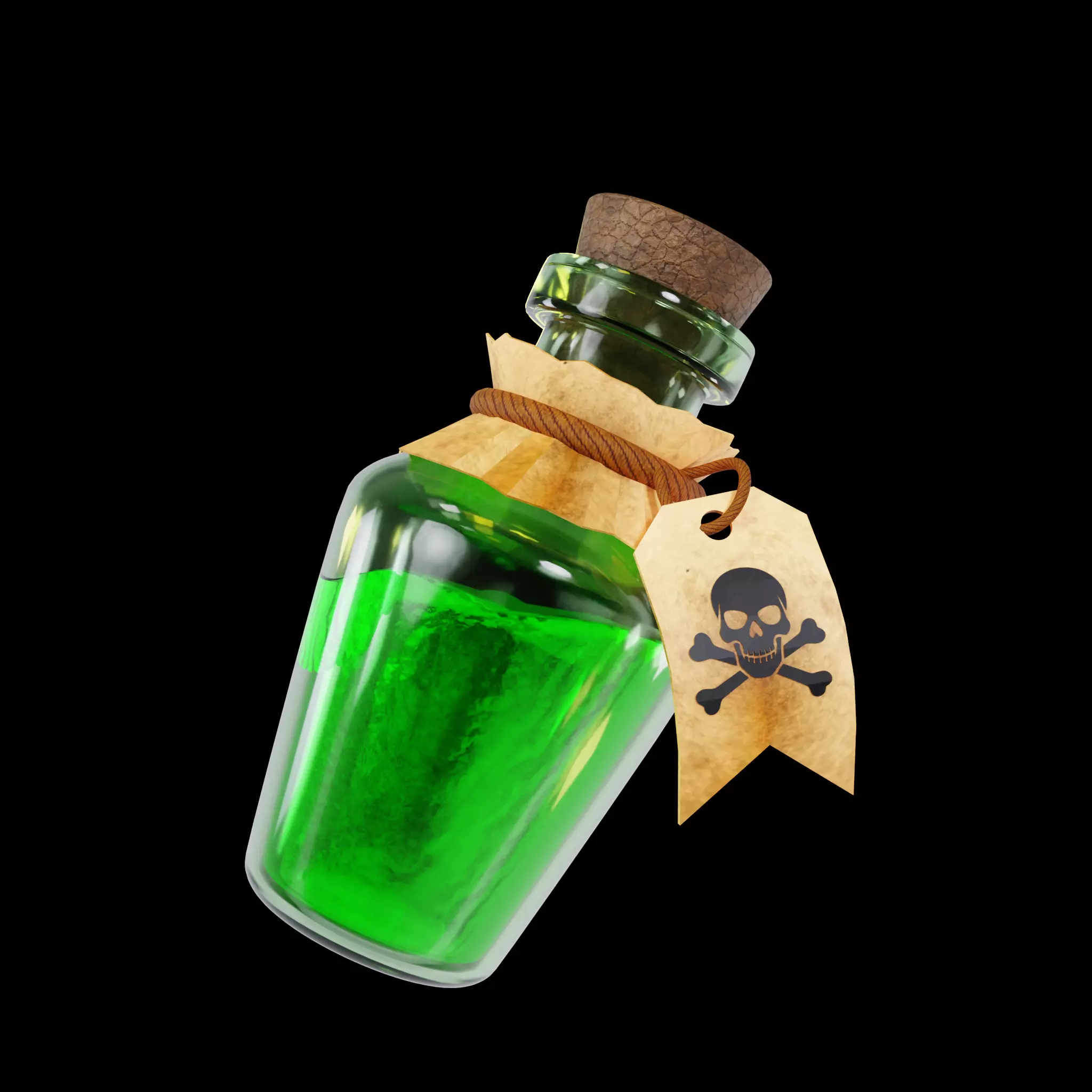 Danger Potion Bottle 3D Fantasy Game Asset Magic Alchemy Prop 3D model_0