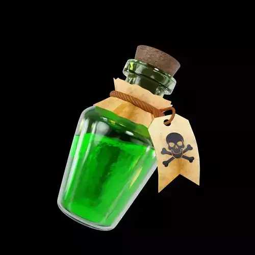 Danger Potion Bottle 3D Fantasy Game Asset Magic Alchemy Prop 3D model