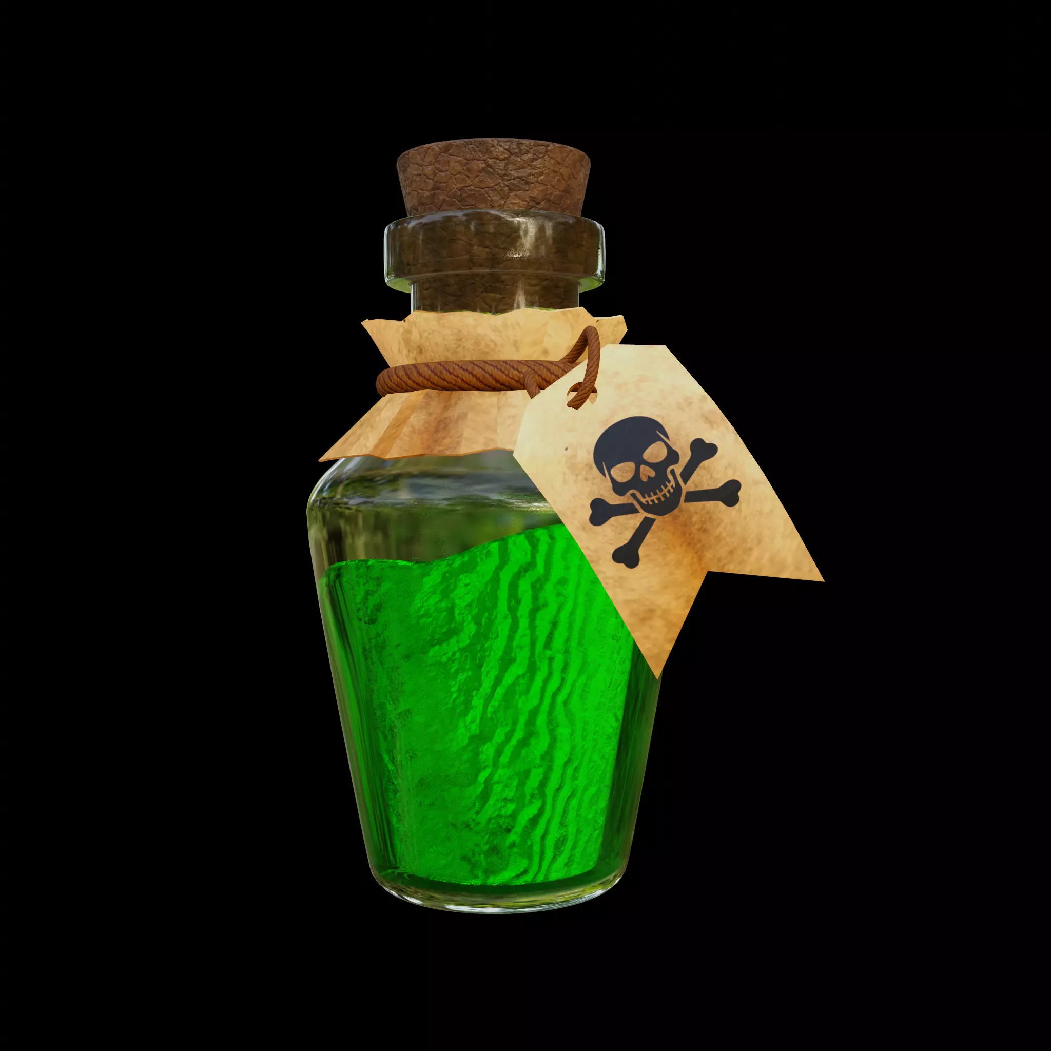 Danger Potion Bottle 3D Fantasy Game Asset Magic Alchemy Prop 3D model_2