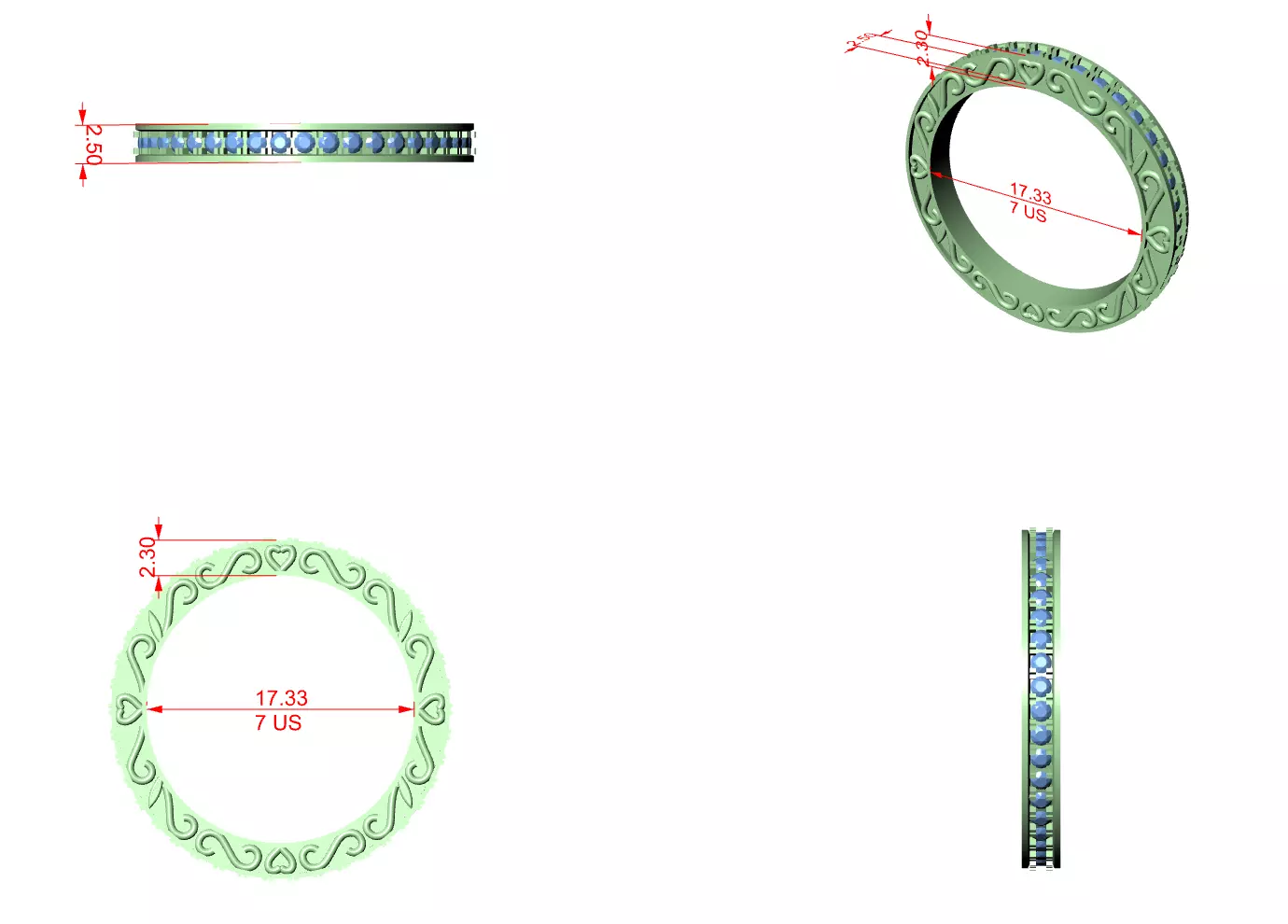 Eternity Band Ring 3dm stl renders animation videos details 3D print model_1
