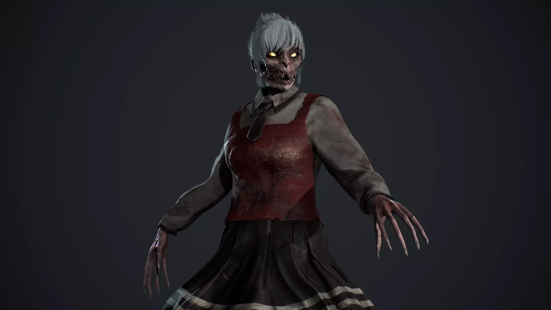 Zombie Girl 2 Low-poly 3D model_9