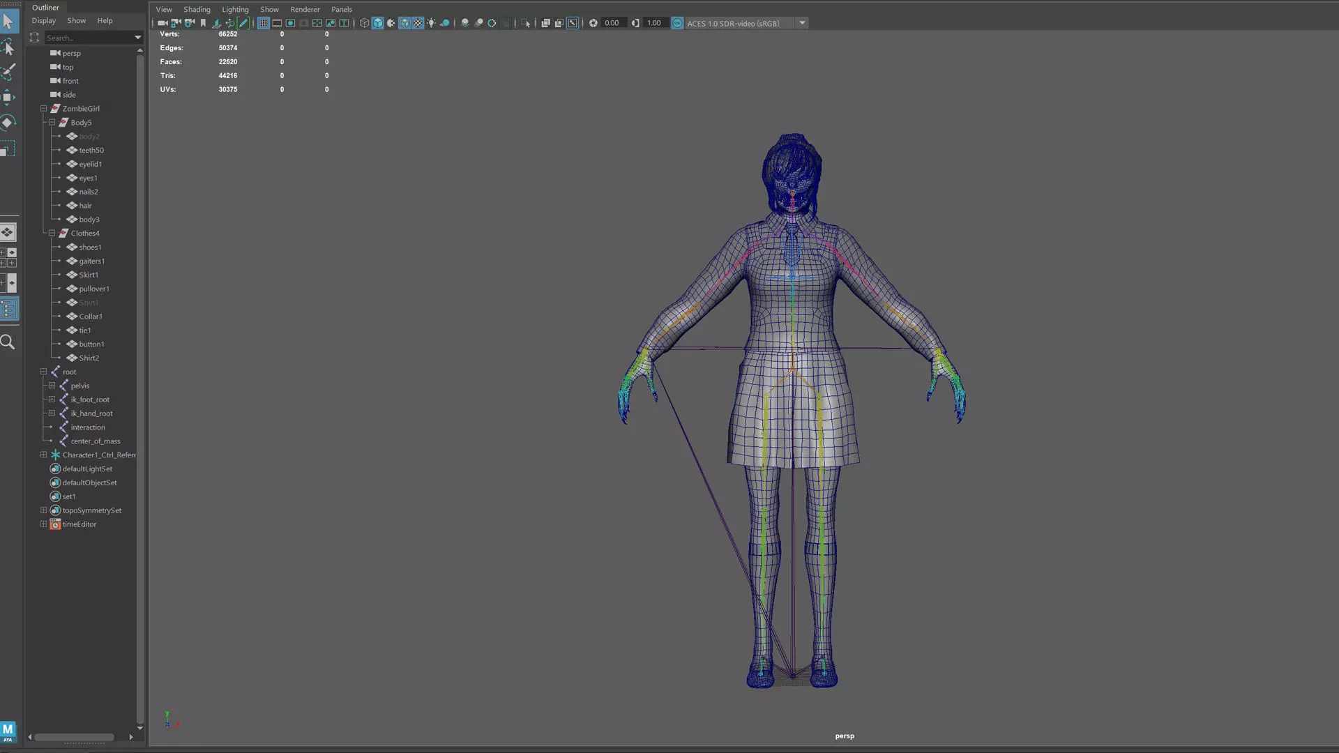 Zombie Girl 2 Low-poly 3D model_33