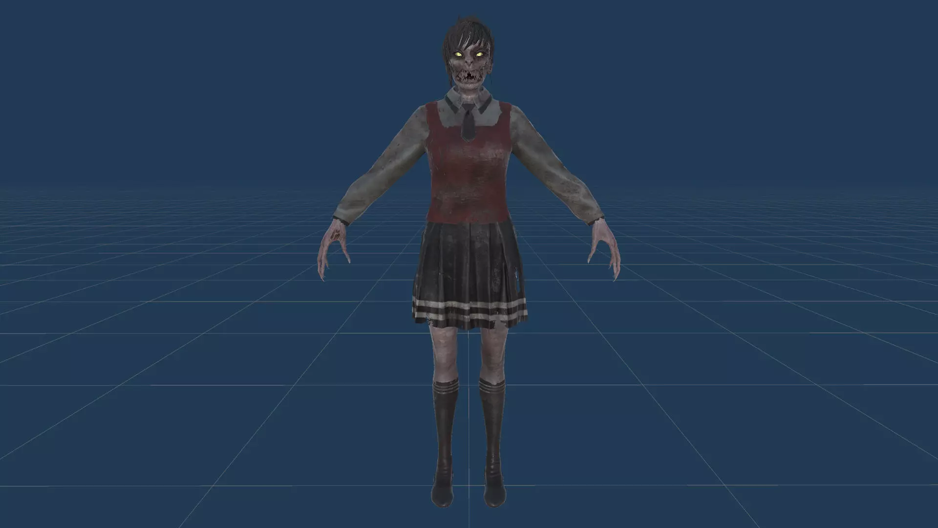 Zombie Girl 2 Low-poly 3D model_31