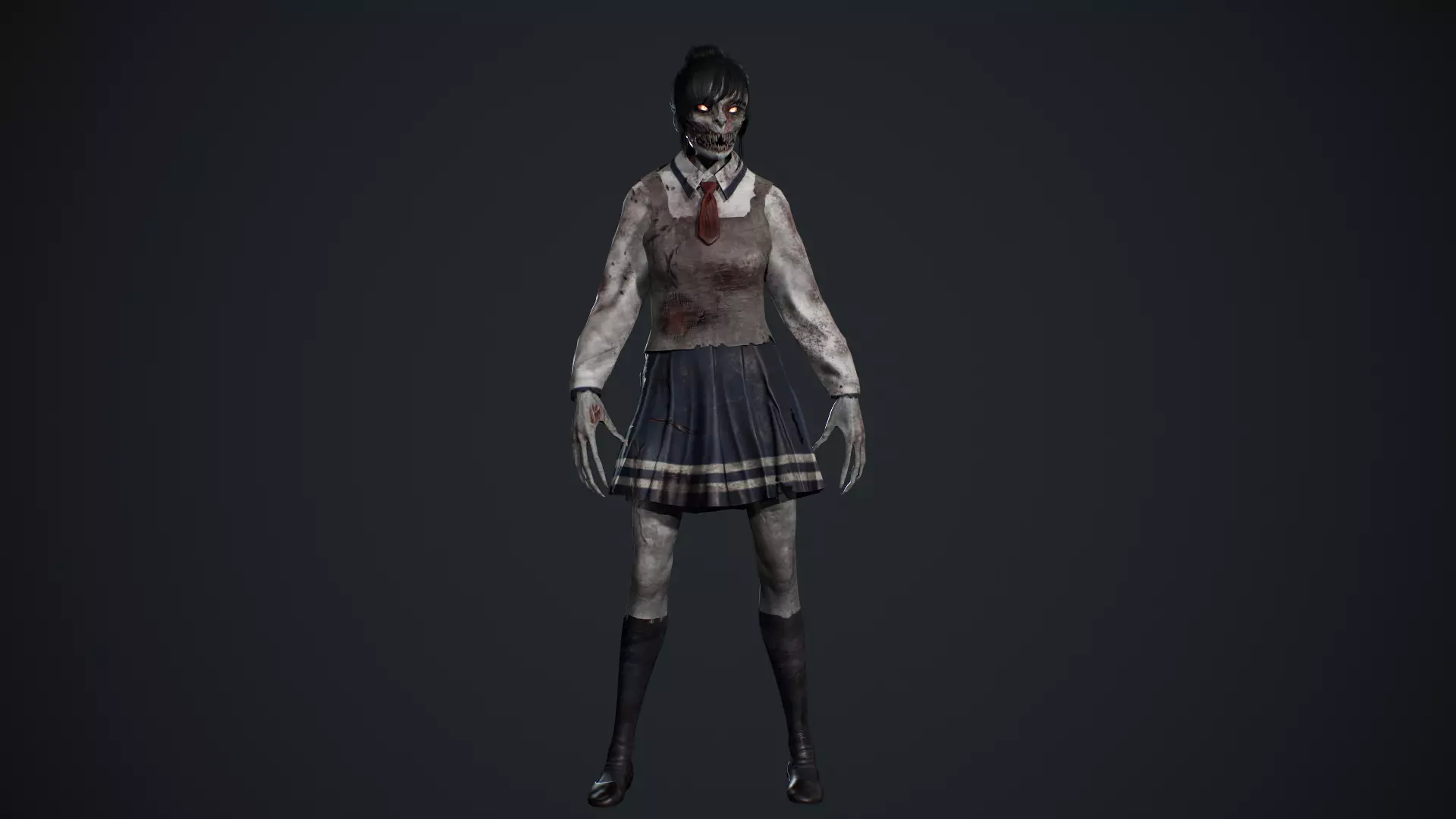 Zombie Girl 2 Low-poly 3D model_16