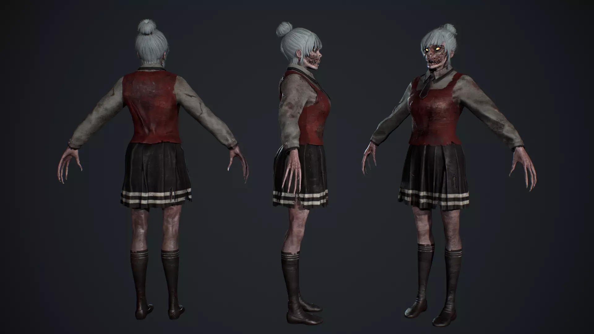 Zombie Girl 2 Low-poly 3D model_5