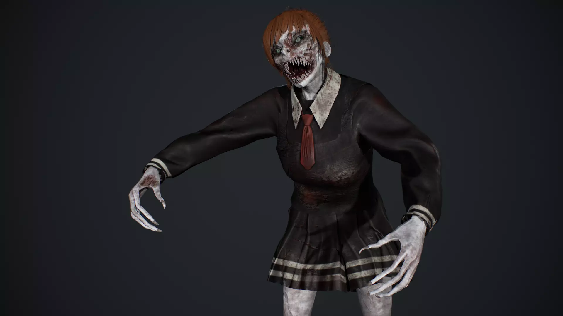 Zombie Girl 2 Low-poly 3D model_10
