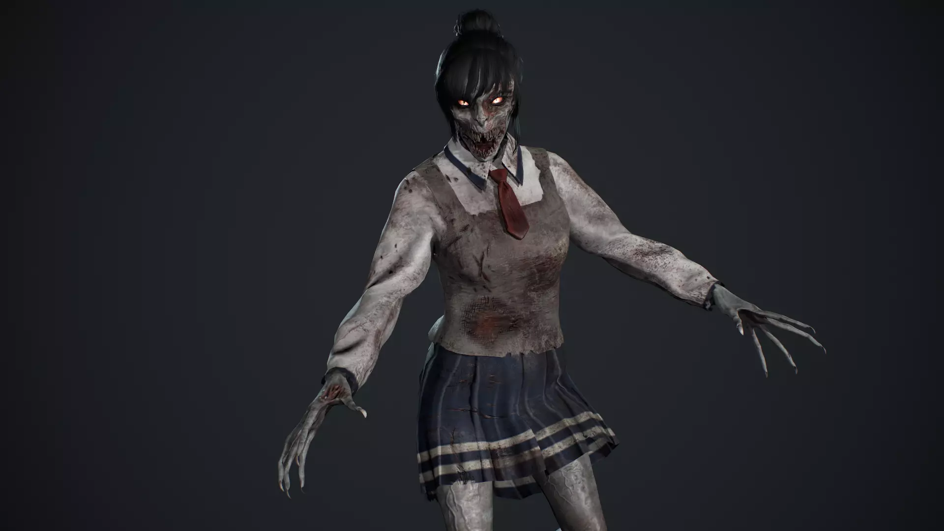 Zombie Girl 2 Low-poly 3D model_15