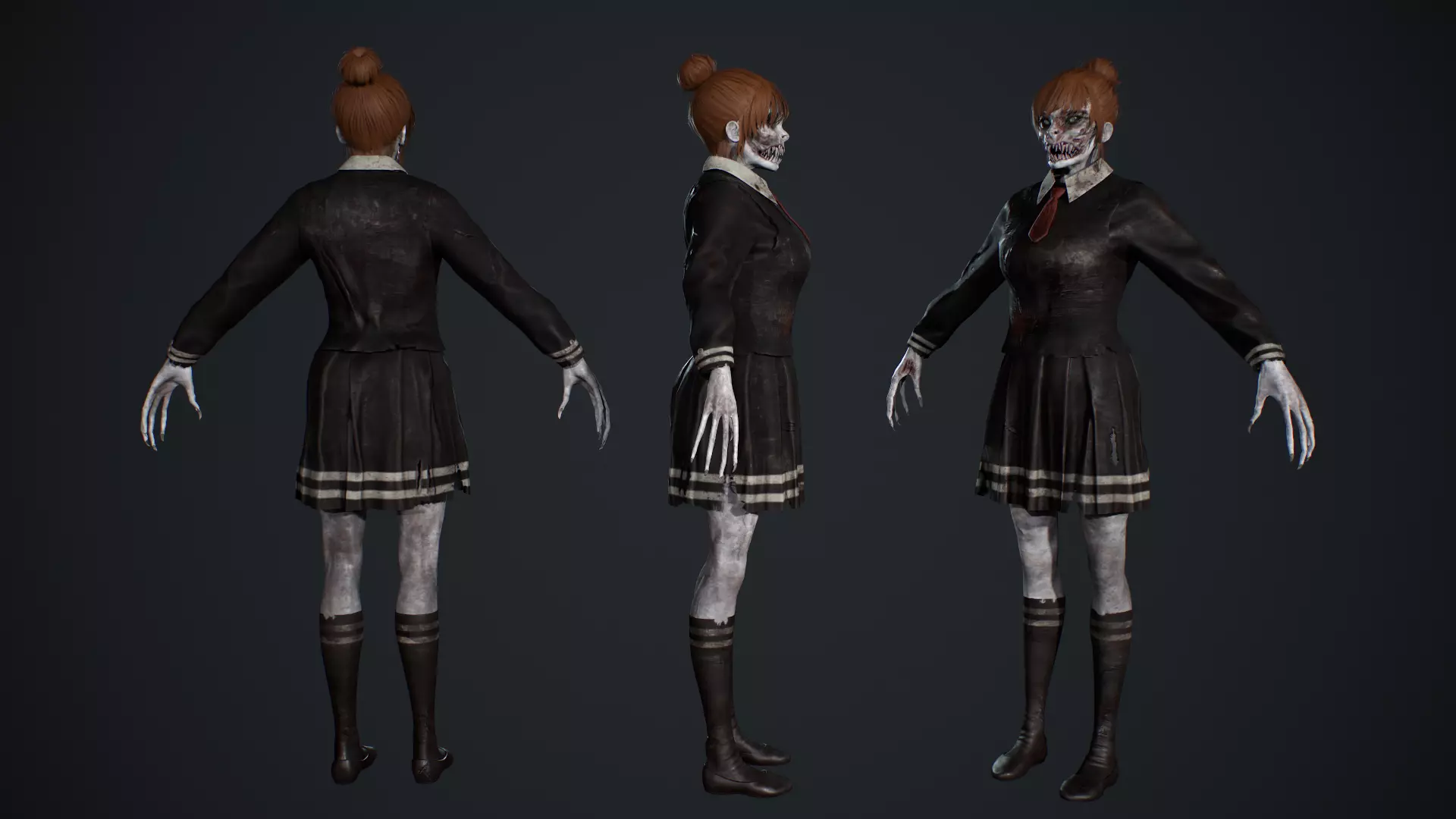 Zombie Girl 2 Low-poly 3D model_6