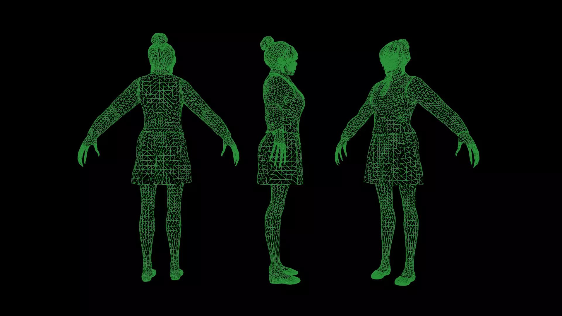 Zombie Girl 2 Low-poly 3D model_7