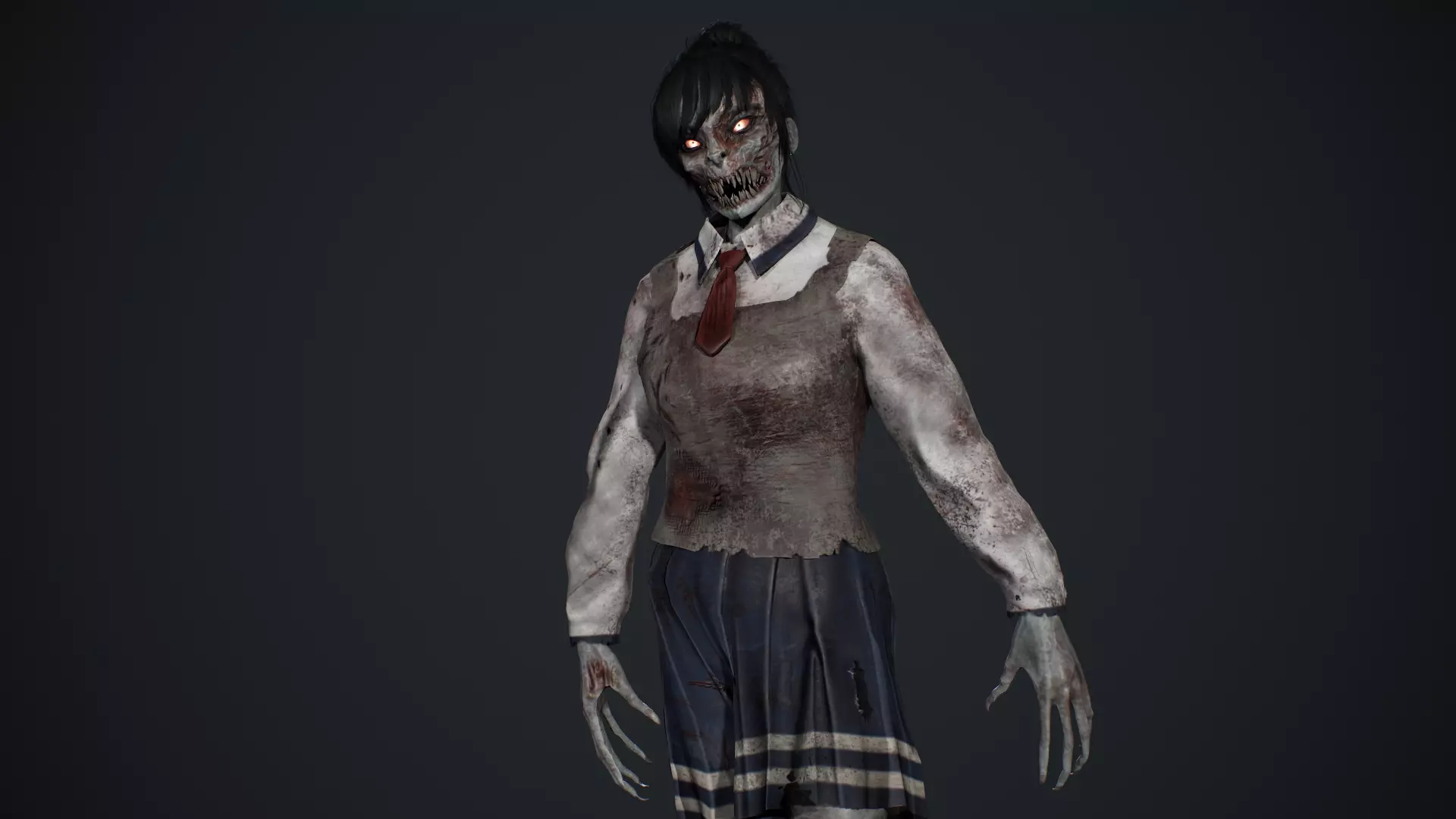 Zombie Girl 2 Low-poly 3D model_8