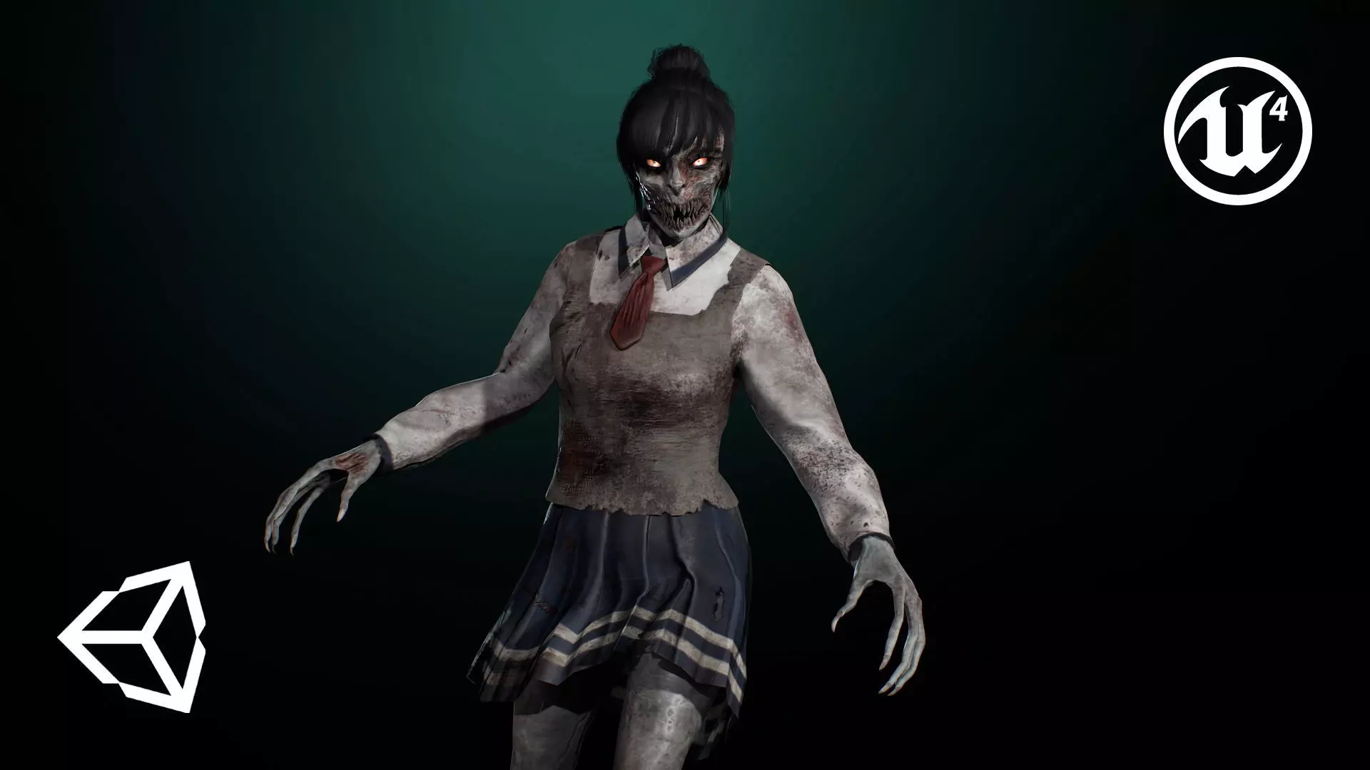 Zombie Girl 2 Low-poly 3D model_0