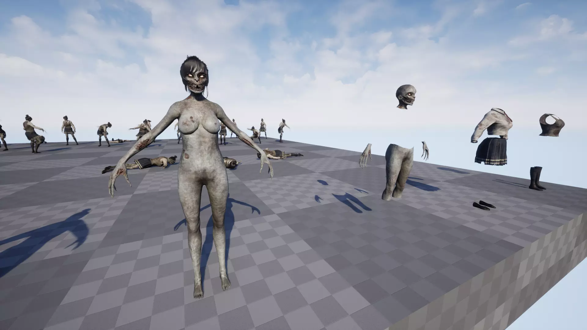 Zombie Girl 2 Low-poly 3D model_18