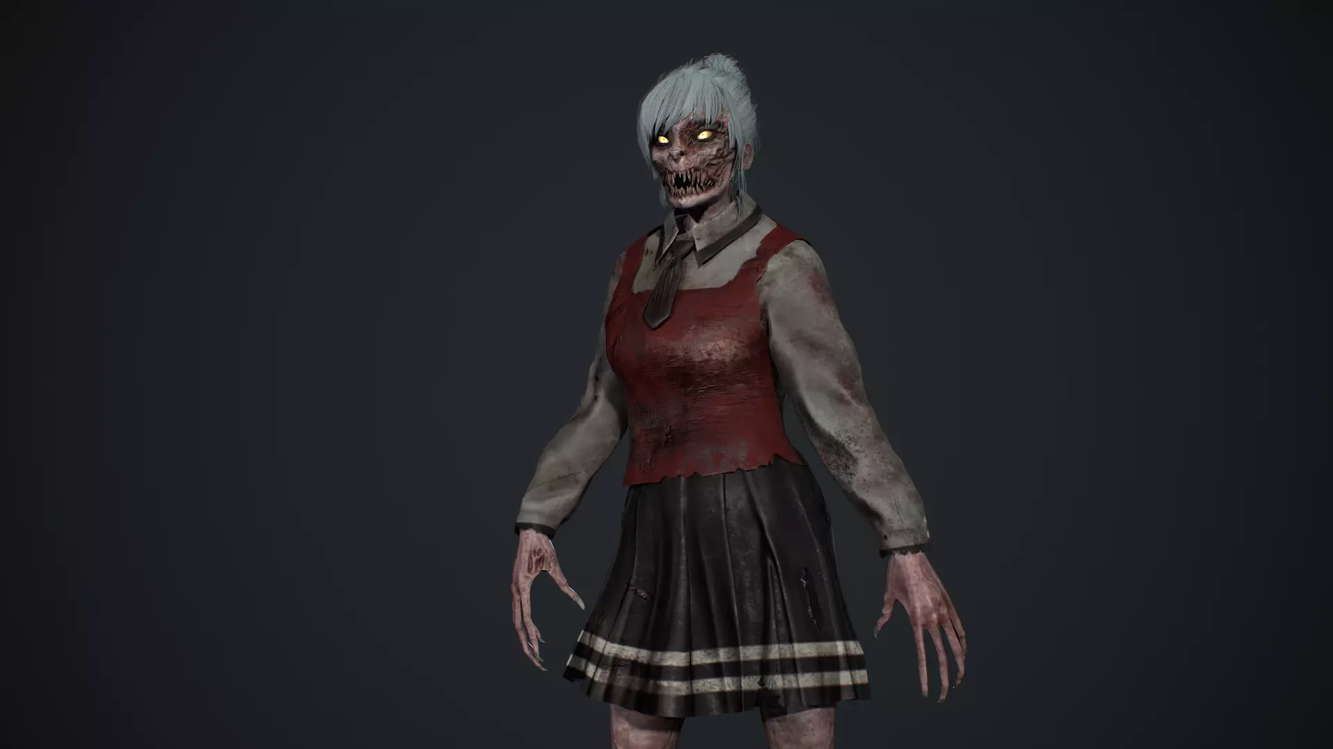 Zombie Girl 2 Low-poly 3D model_12