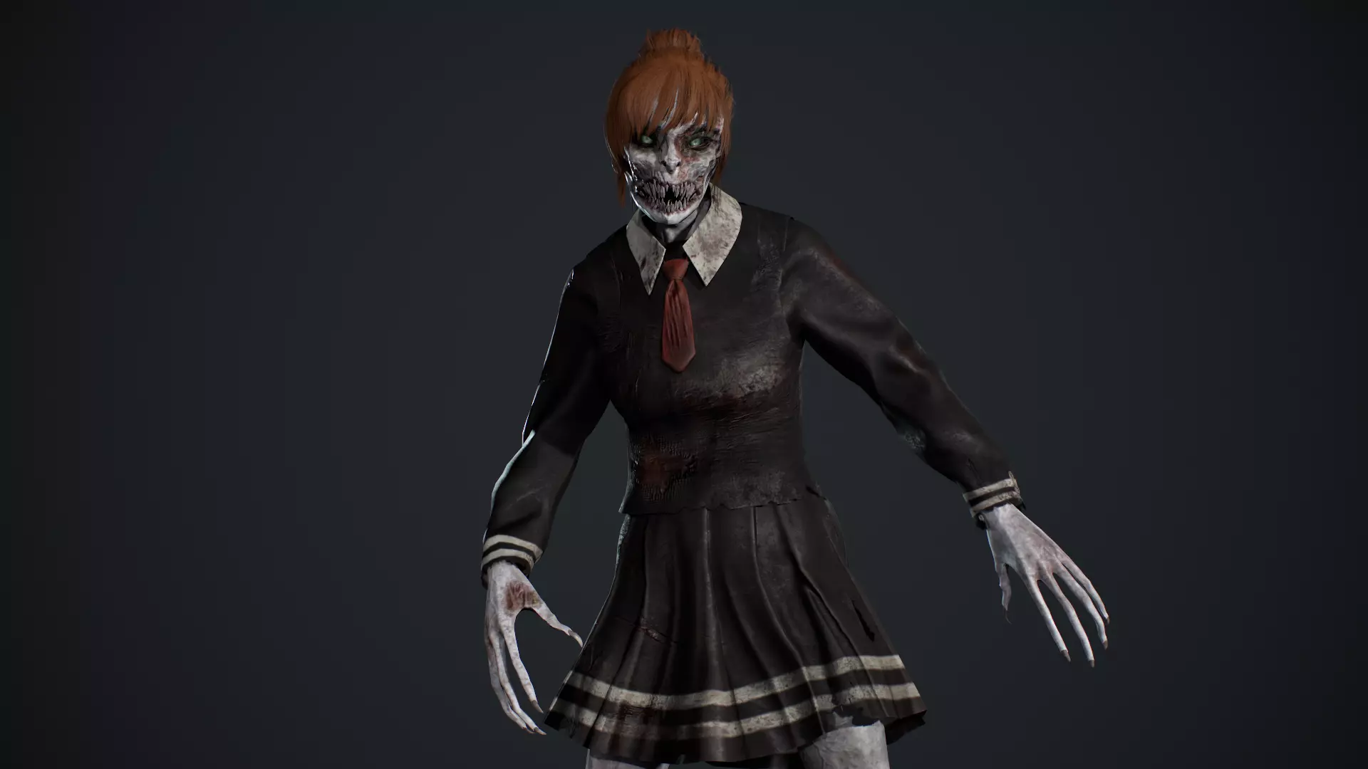 Zombie Girl 2 Low-poly 3D model_14