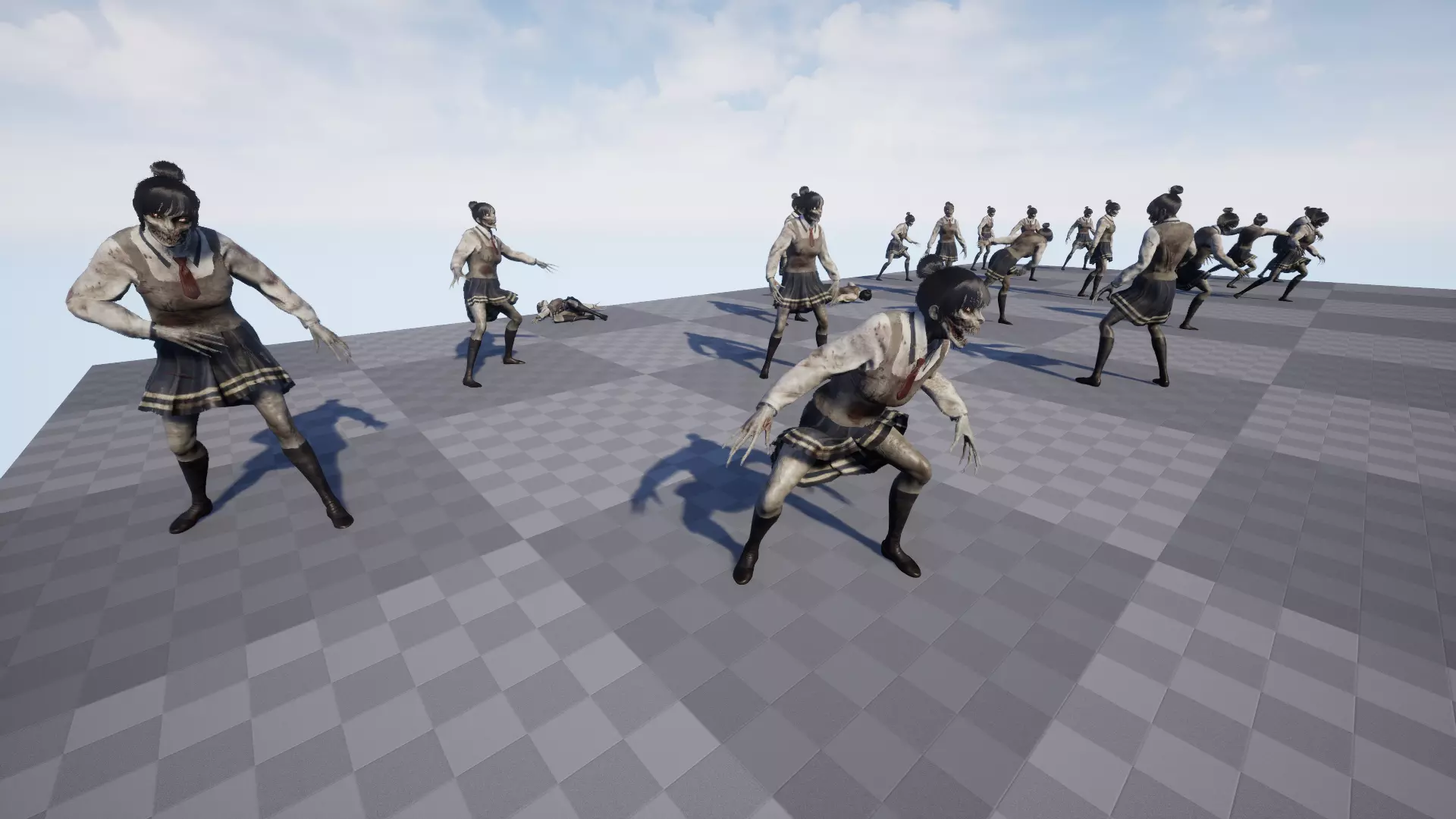 Zombie Girl 2 Low-poly 3D model_21