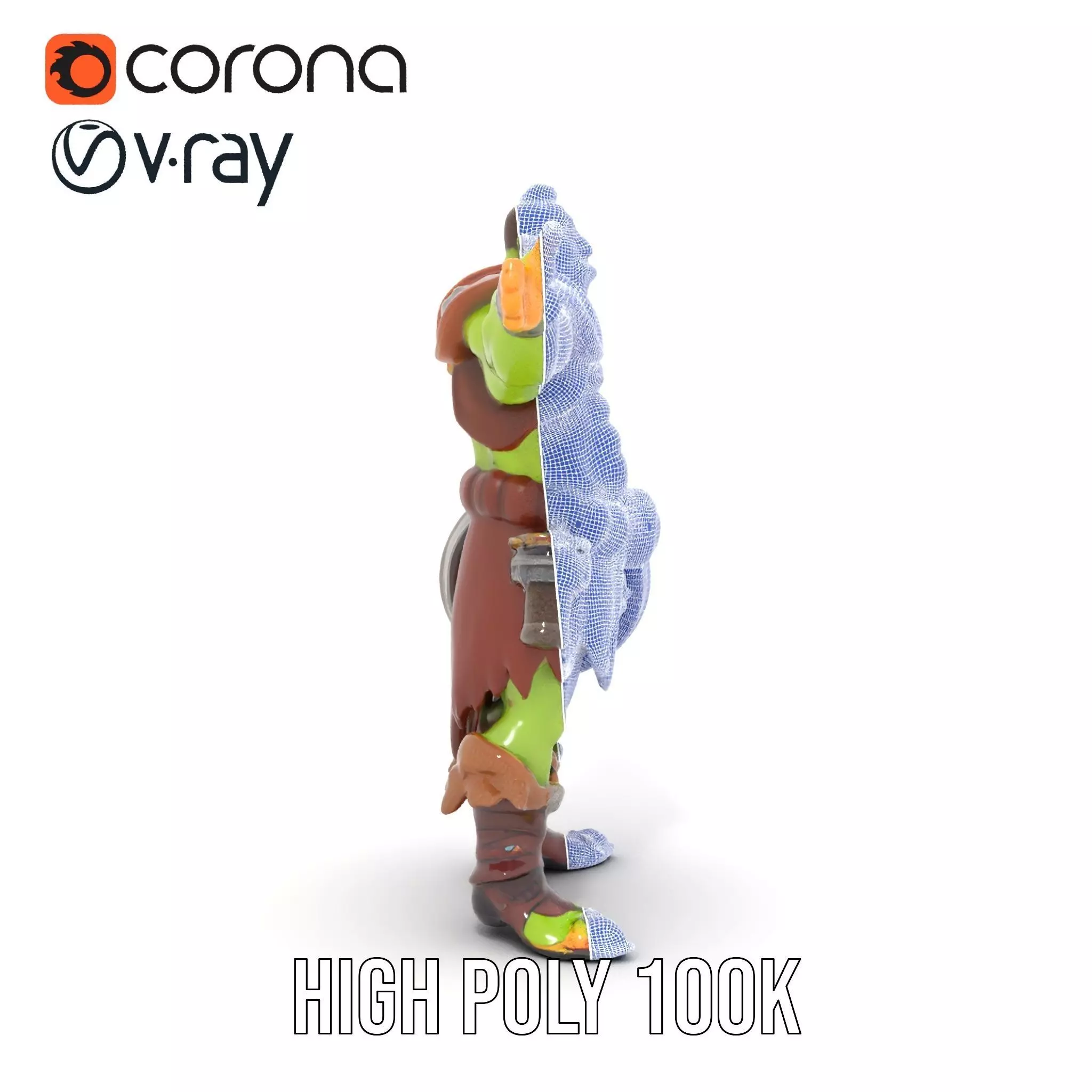 Fantasy Orc Warrior Character Model Pack Low-poly 3D model_33