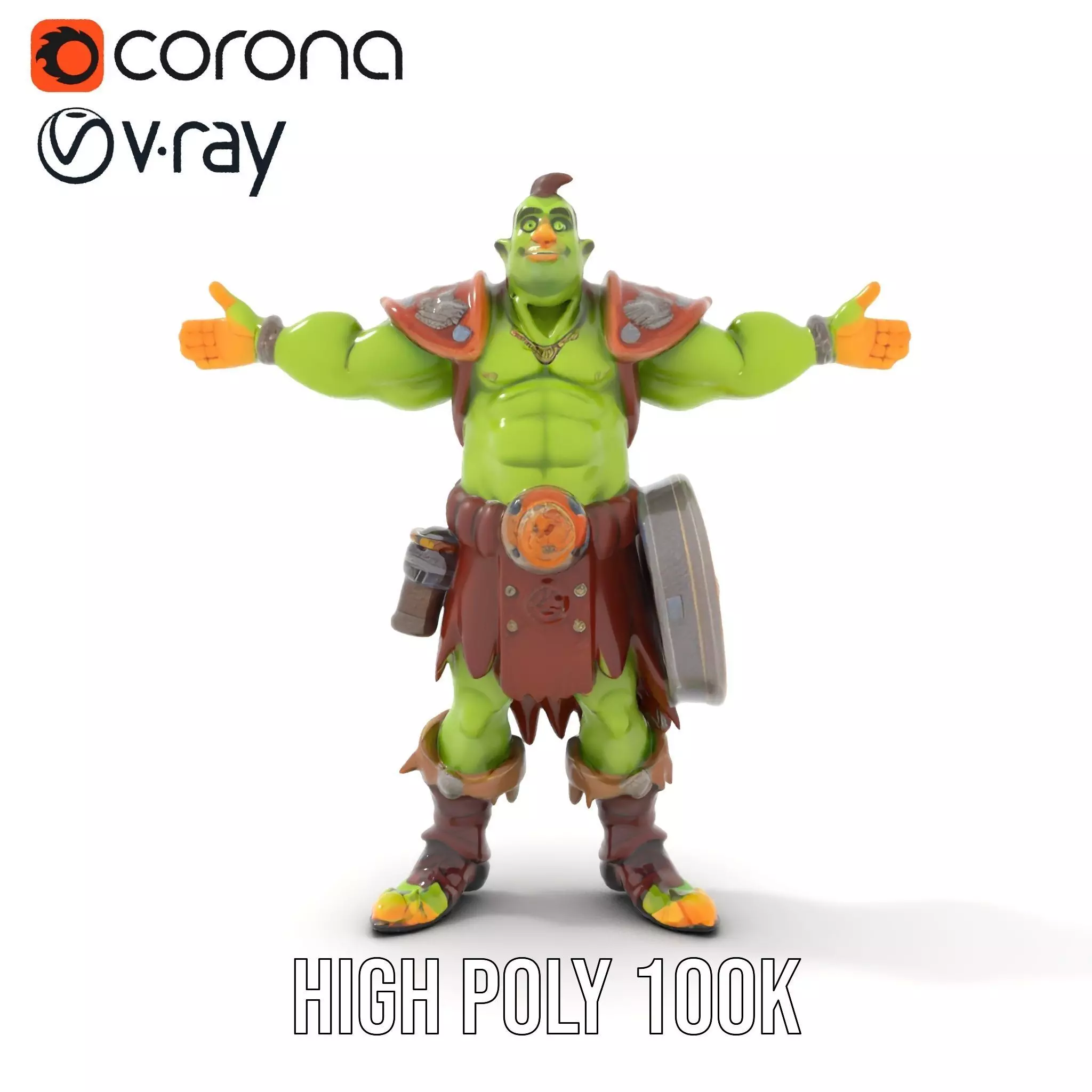 Fantasy Orc Warrior Character Model Pack Low-poly 3D model_21