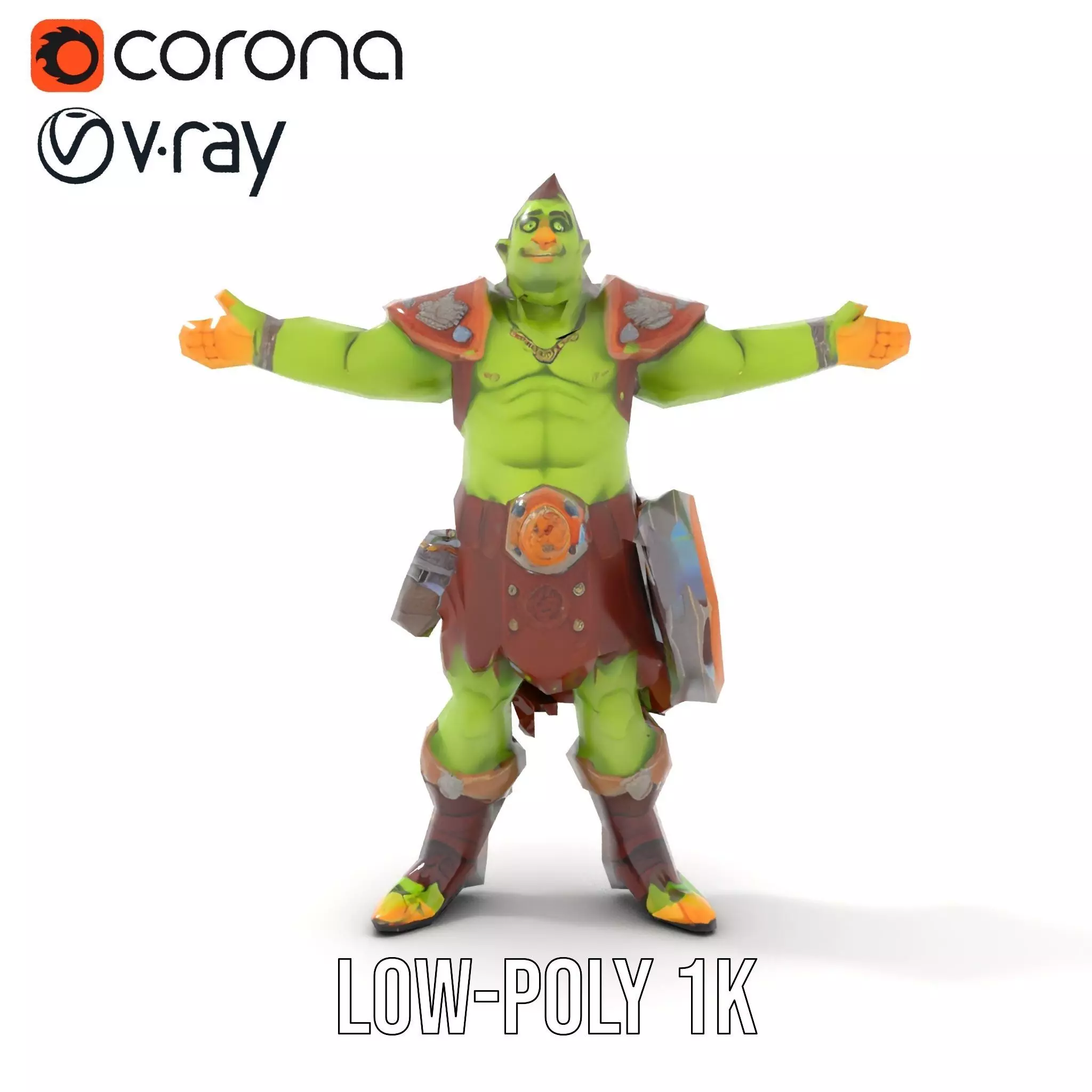 Fantasy Orc Warrior Character Model Pack Low-poly 3D model_14