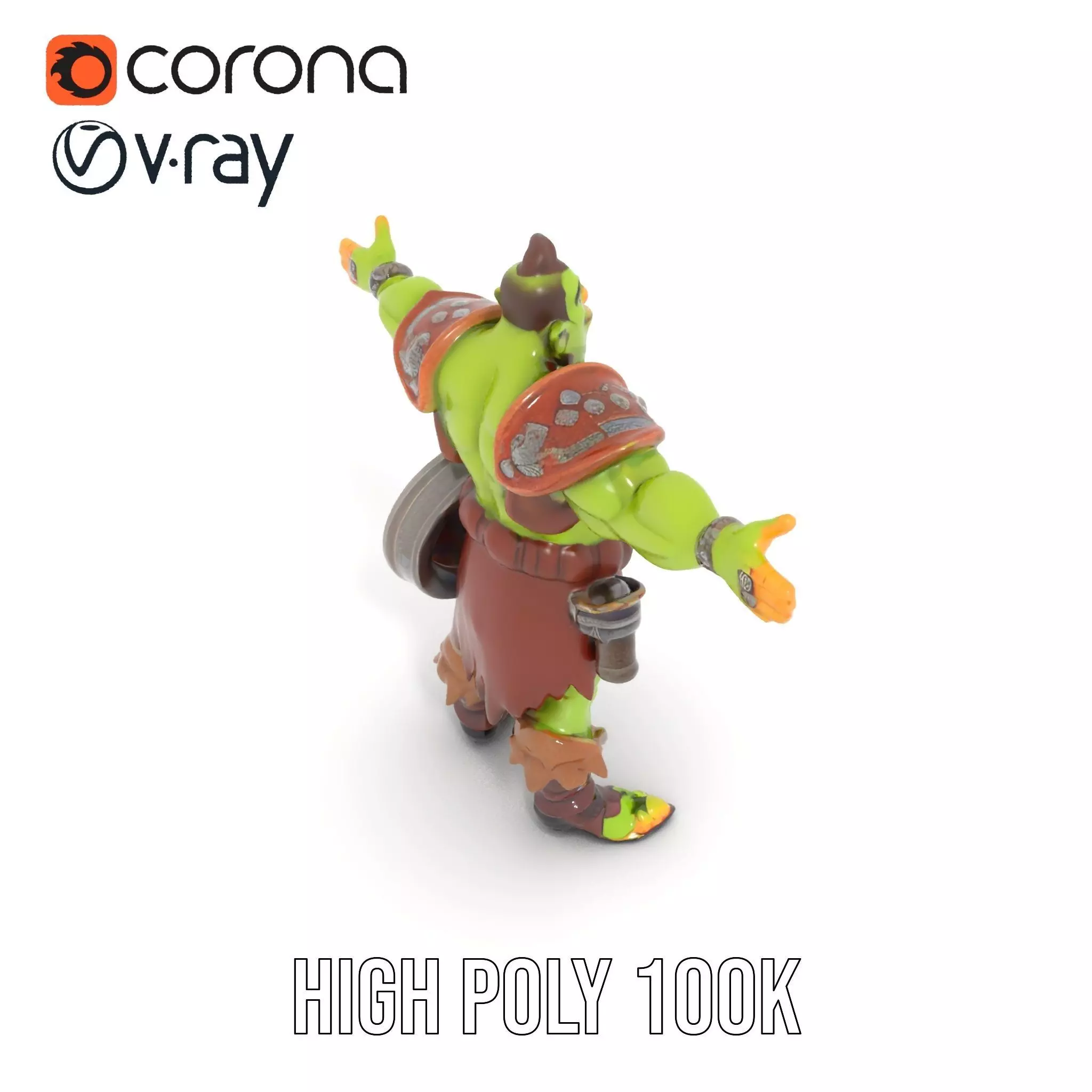 Fantasy Orc Warrior Character Model Pack Low-poly 3D model_15