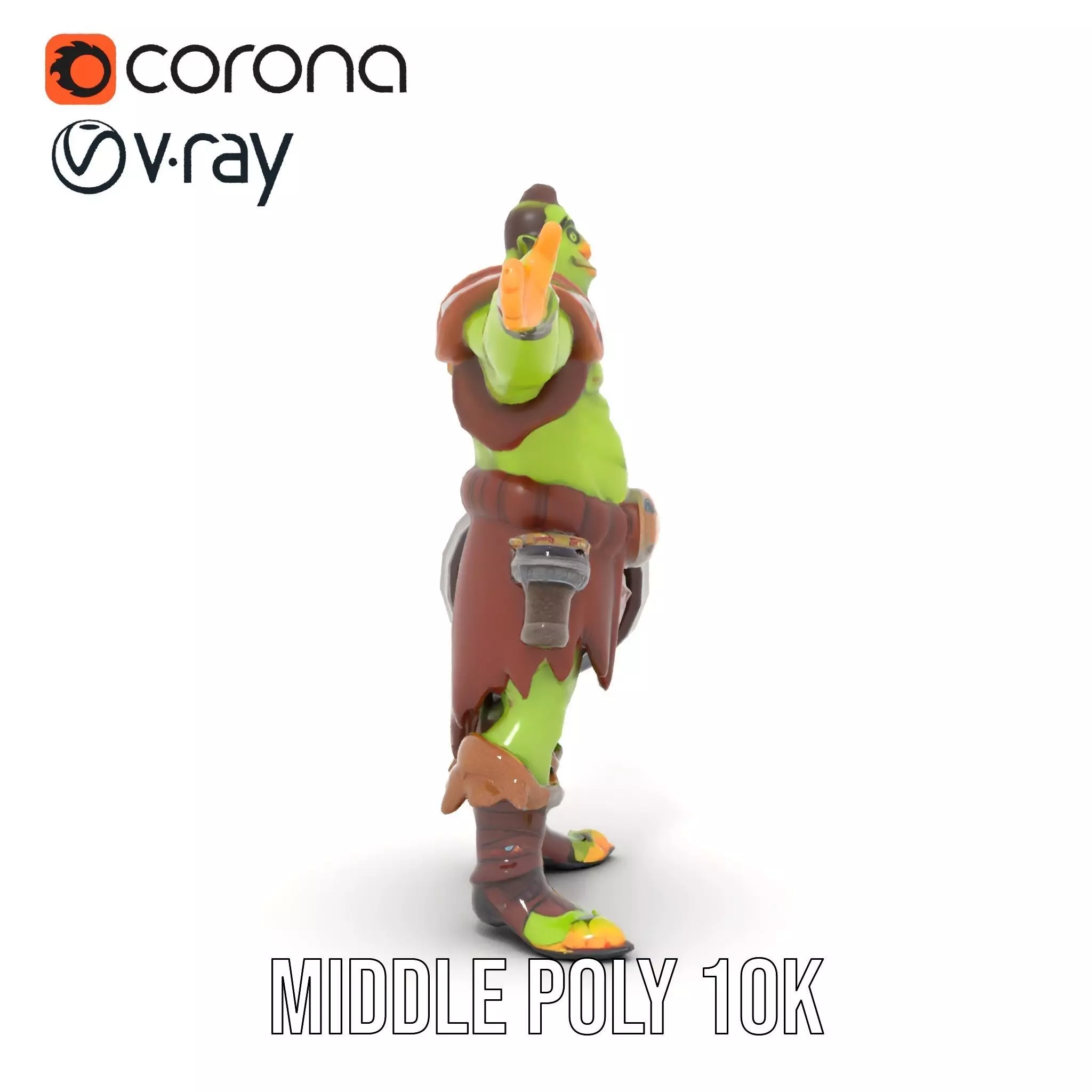 Fantasy Orc Warrior Character Model Pack Low-poly 3D model_6