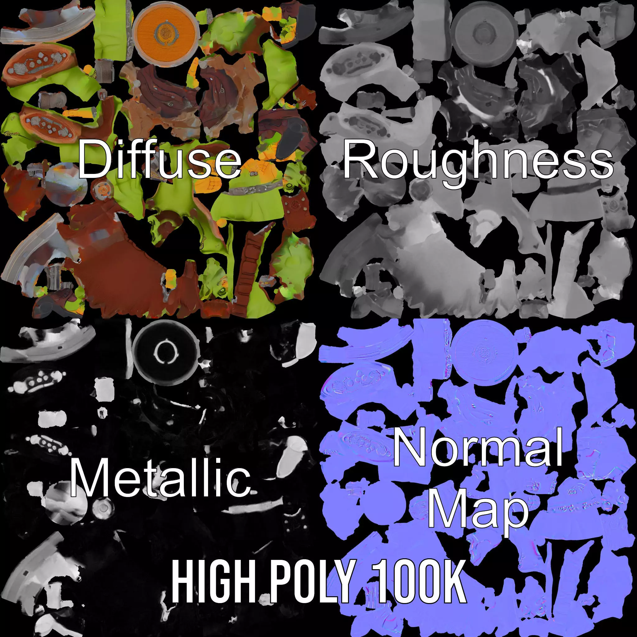 Fantasy Orc Warrior Character Model Pack Low-poly 3D model_4