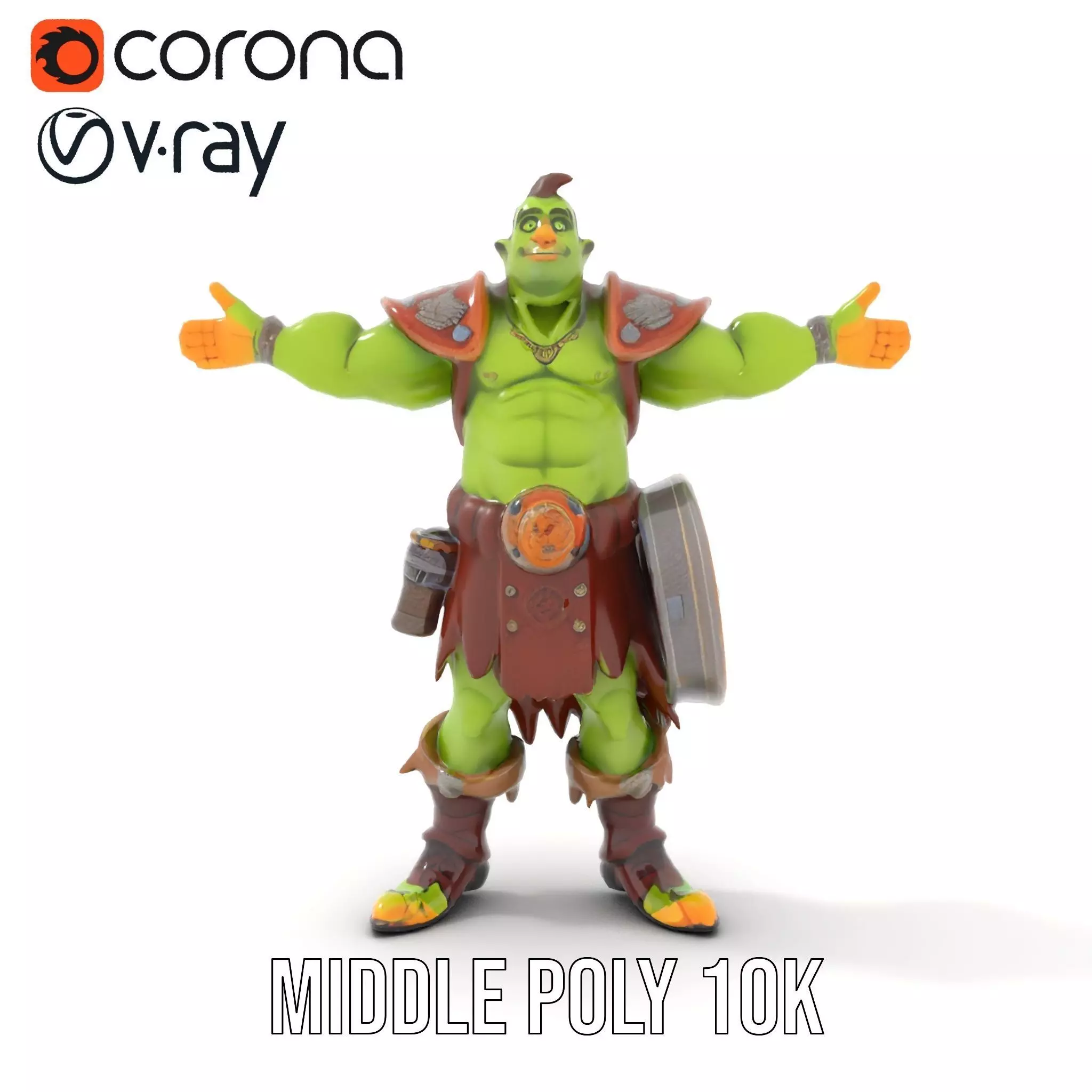 Fantasy Orc Warrior Character Model Pack Low-poly 3D model_19