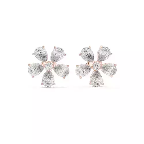 Round And Pear Cut Diamond Flower Earring 3DM STL Video